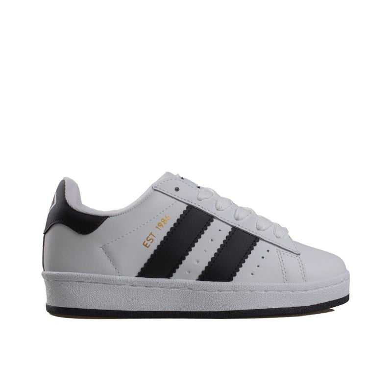 Trend Adımlar Beyaz-Siyah  Düz Çizgili Tarz Unisex Sneaker