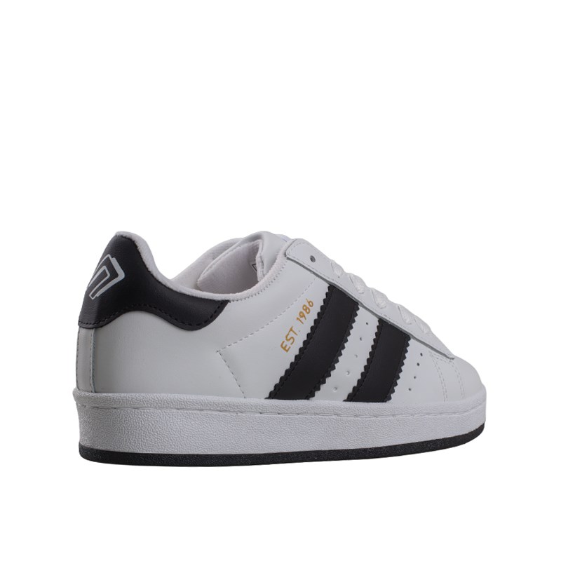 Trend Adımlar Beyaz-Siyah  Düz Çizgili Tarz Unisex Sneaker