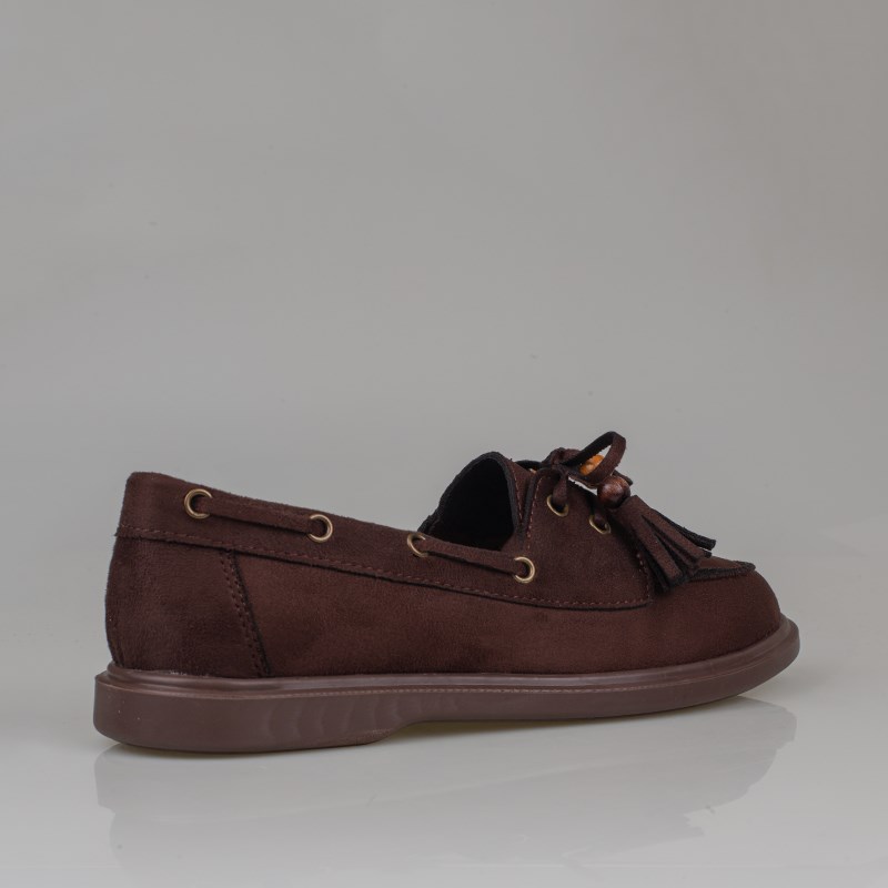 Trend Adımlar Kahverengi  Kadın Bağcıklı Püskül Detaylı Loafer