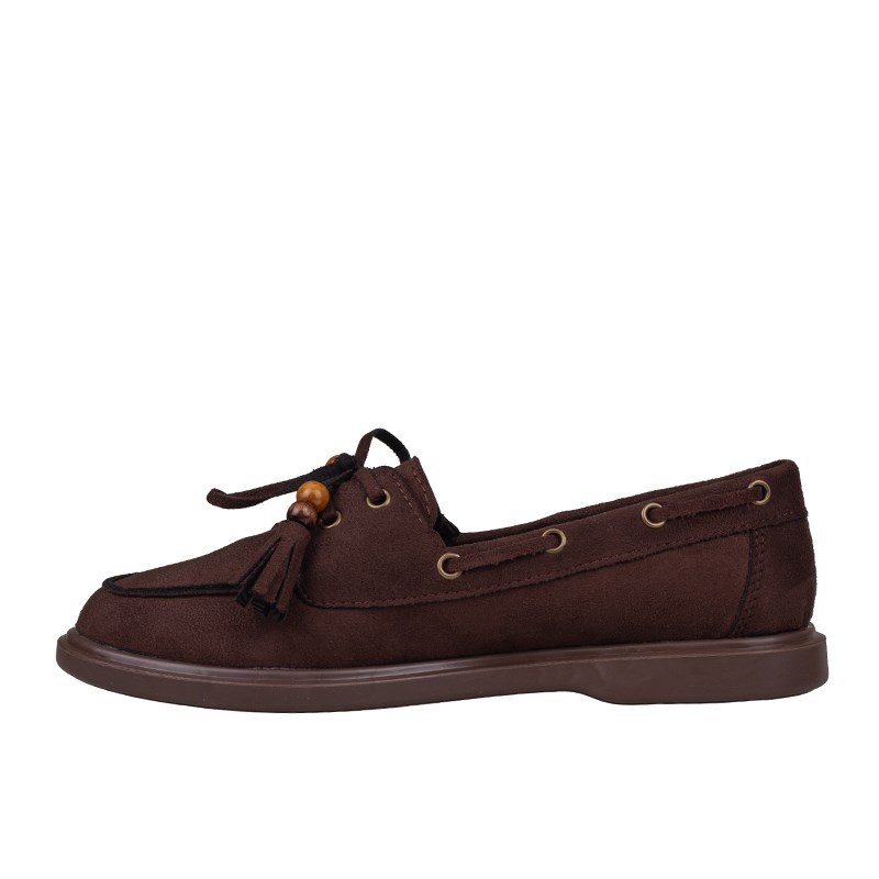 Trend Adımlar Kahverengi  Kadın Bağcıklı Püskül Detaylı Loafer