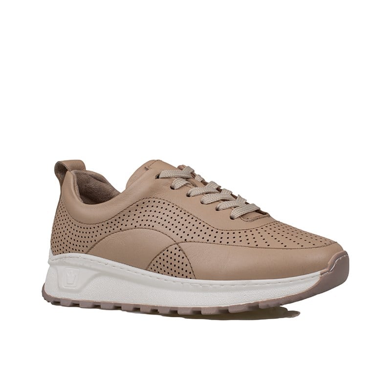Trend Adımlar Kahverengi  Kadın Hakiki Deri Delikli Sneaker