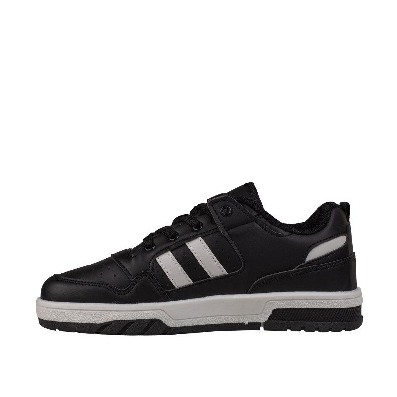 Trend Adımlar Siyah  Bağcıklı Düz Taban Unisex Spor Ayakkabı