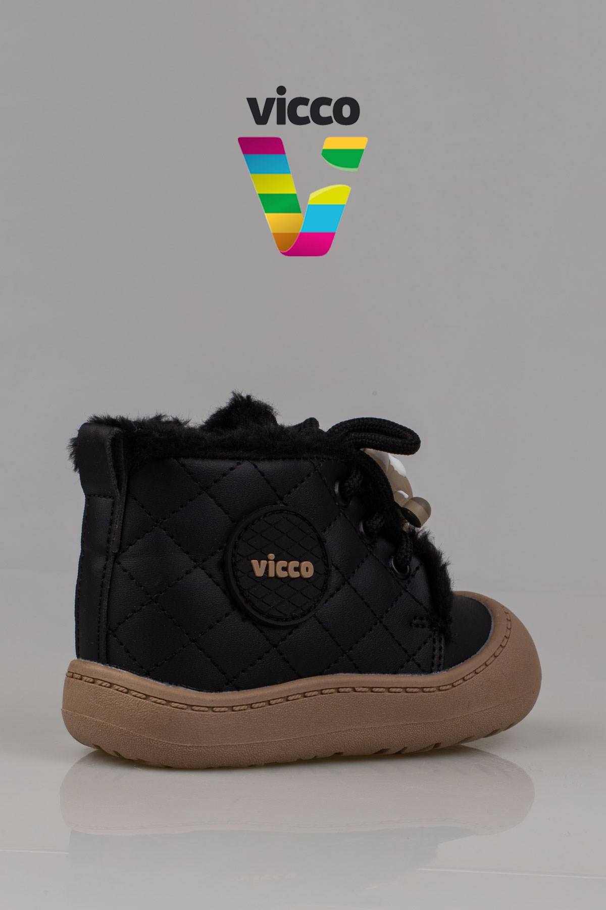 Vicco Siyah  Neobi Kürk Detaylı Fermuarlı Çocuk Bot