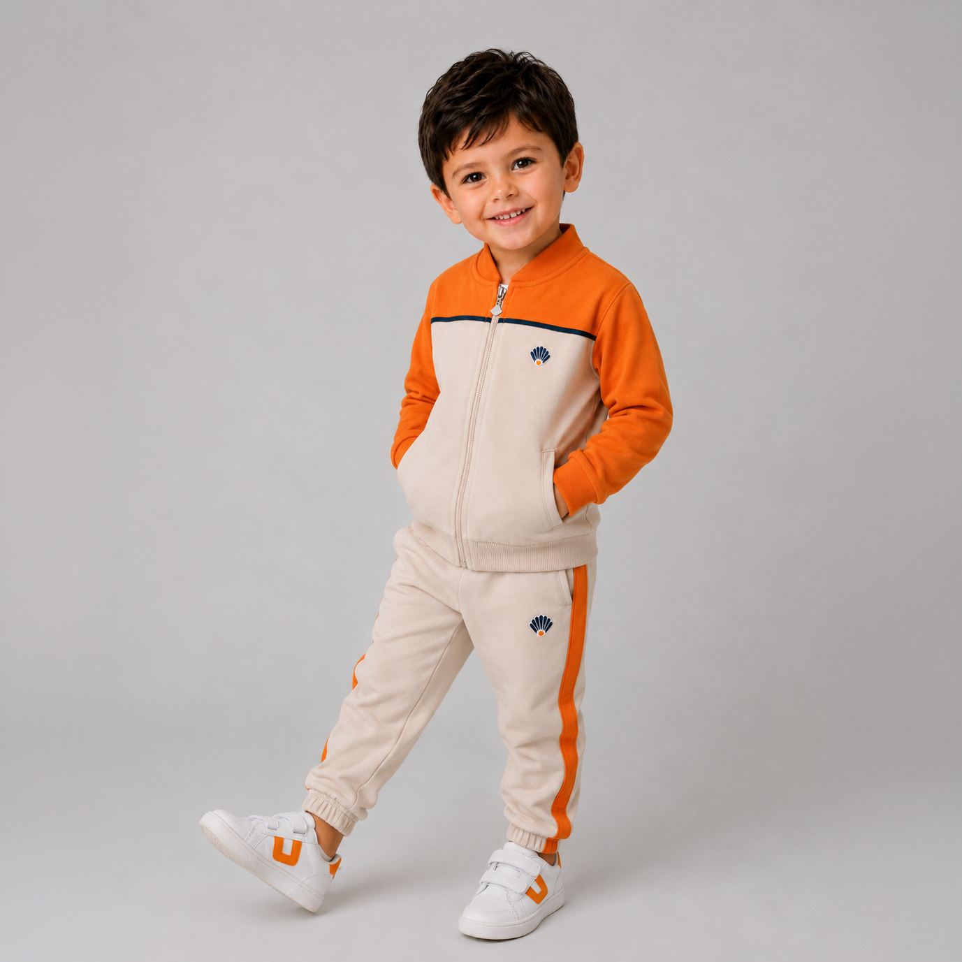 Ana-İlk Eşofman Alt/ Krem Trncu/ Lastikli Paça