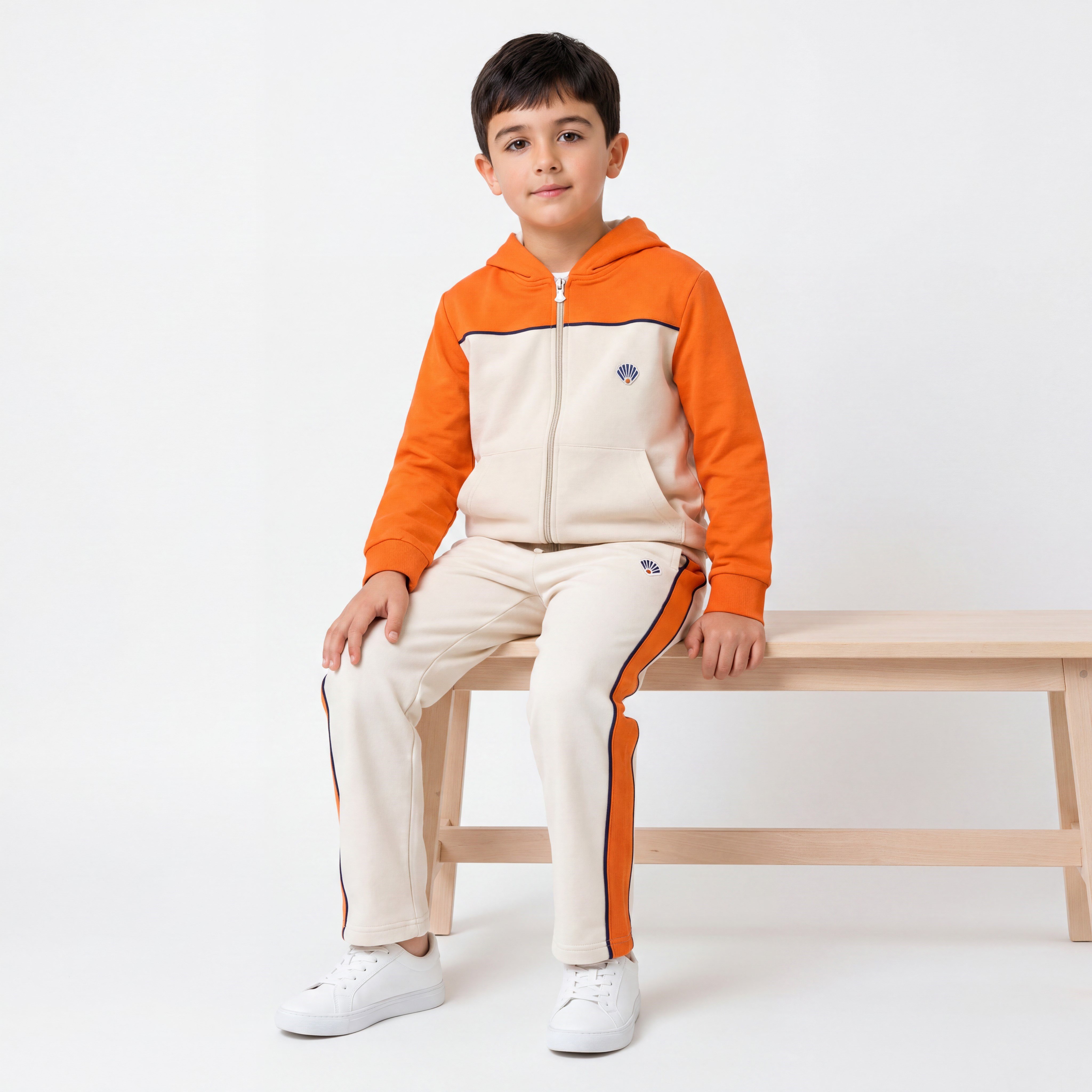 Ana-İlk Eşofman Üst/Krem Trncu/ Kapşonlu