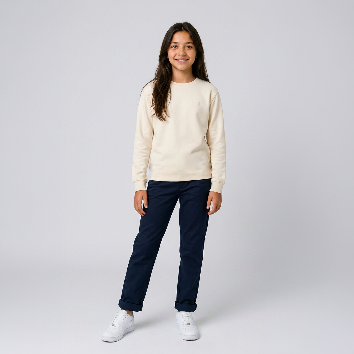 OO/Lise Basic (Düz) Tişört Uzunkol/ Krem