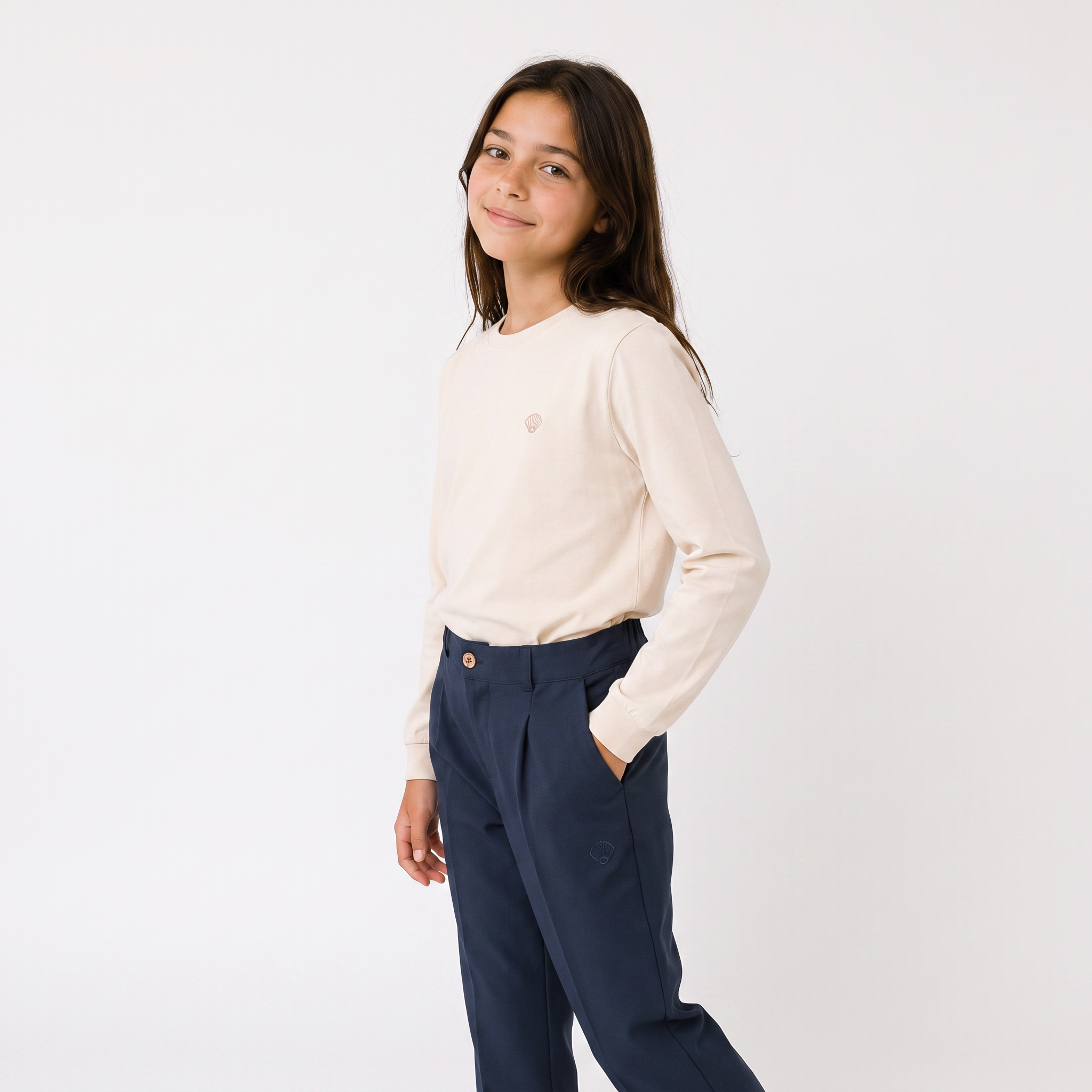 OO/Lise Basic (Düz) Tişört Uzunkol/ Krem