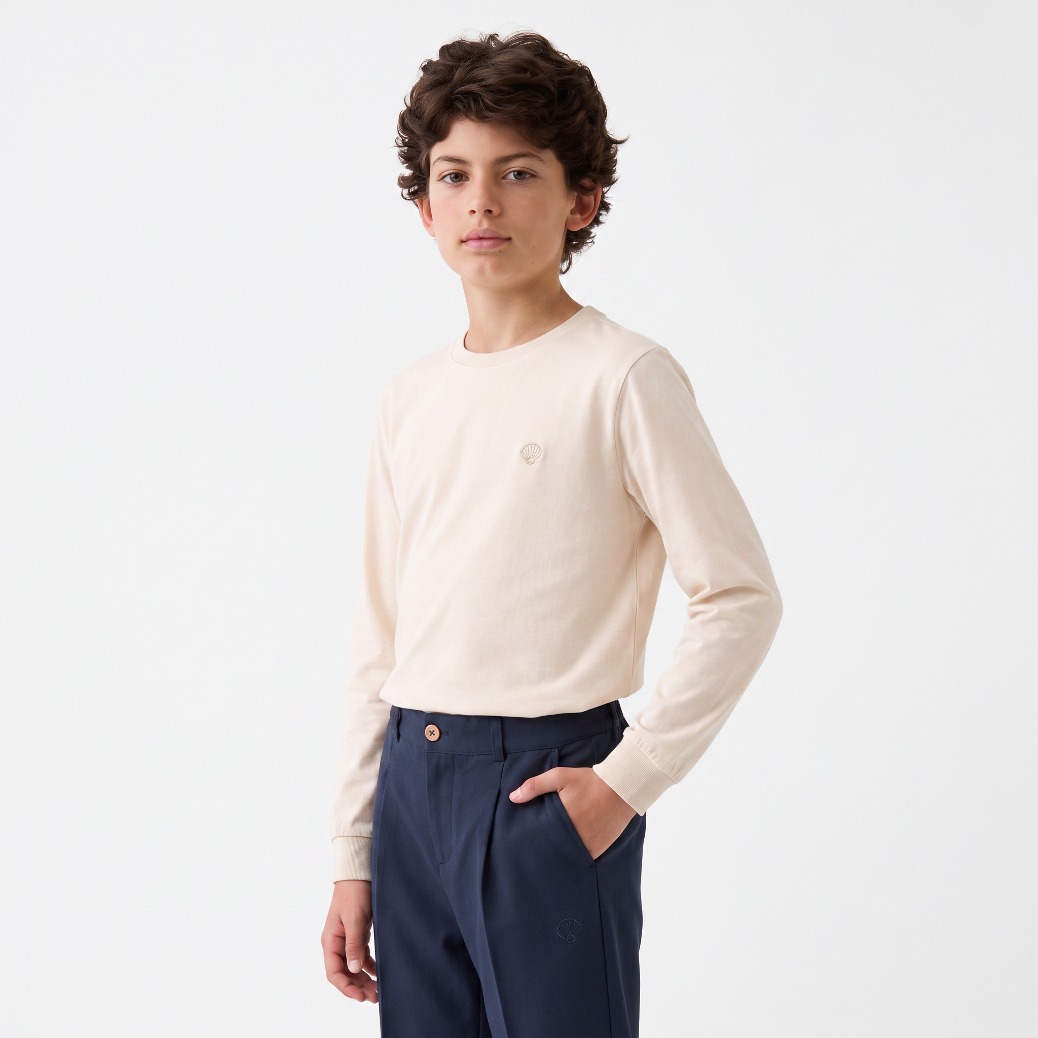 OO/Lise Basic (Düz) Tişört Uzunkol/ Krem