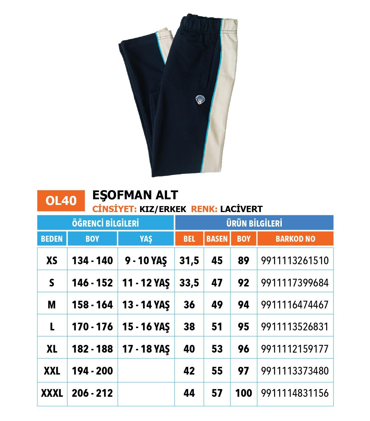 OO/Lise Eşofman Alt/ Lacivert Krem