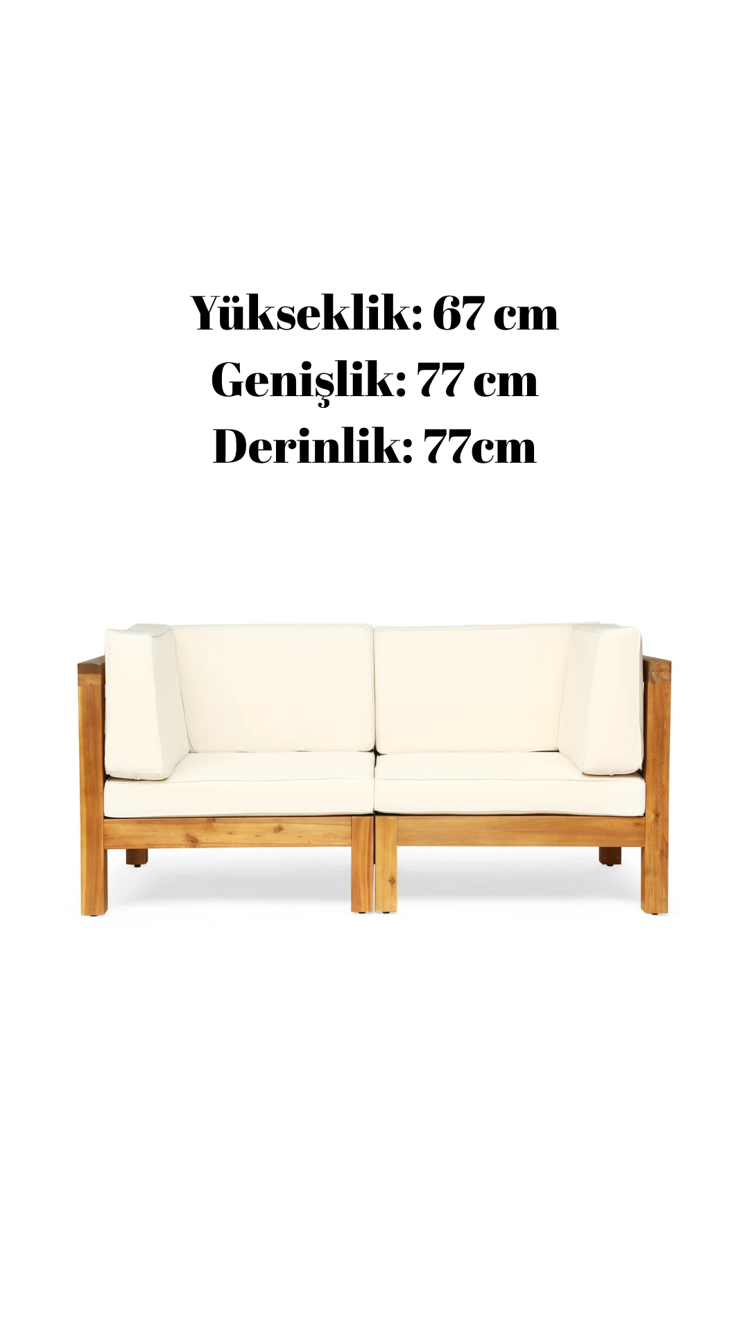 Ahşap Bahçe Mobilyası Modern Ahşap Balkon Bahçe İkili Koltuk 