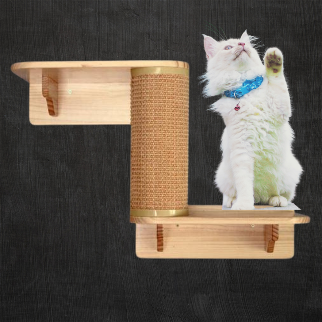 Kedi Tırmanma Ağacı, Kedi Tırmalama, 1 Adet L Tipi Kedi Tırmalama Rafı, Kedi duvar parkuru, Sol Model, BuShop L Serisi 