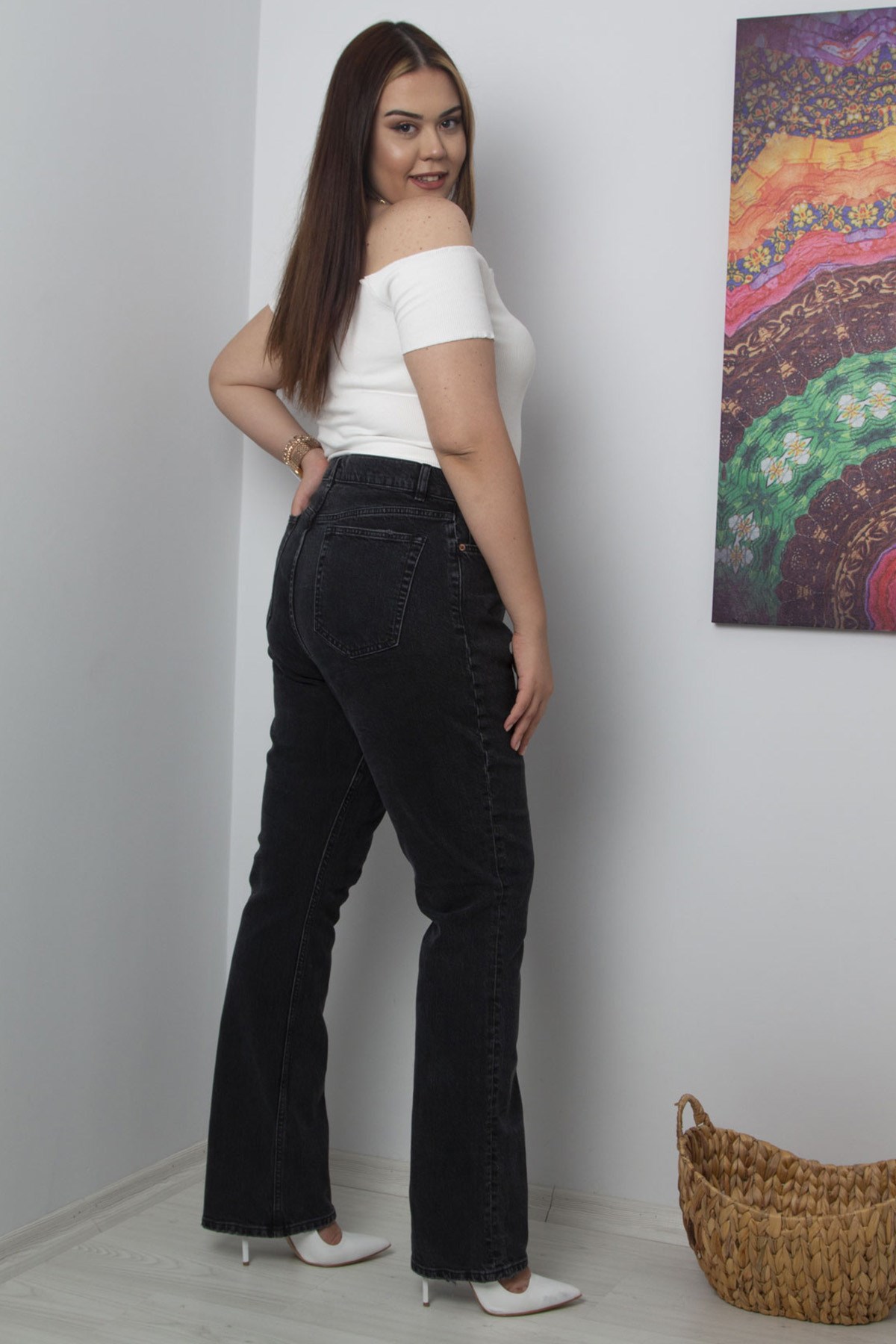 Kadın Antrasit Gabardin Kumaş 5 Cepli Pantolon 65N34467