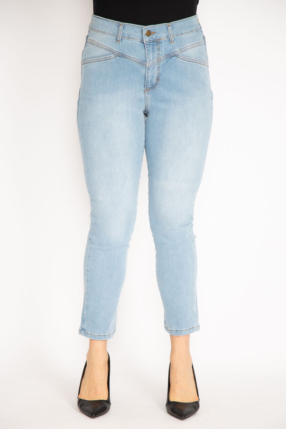 Kadın Mavi Kup Detaylı Kot Pantolon 65N35142