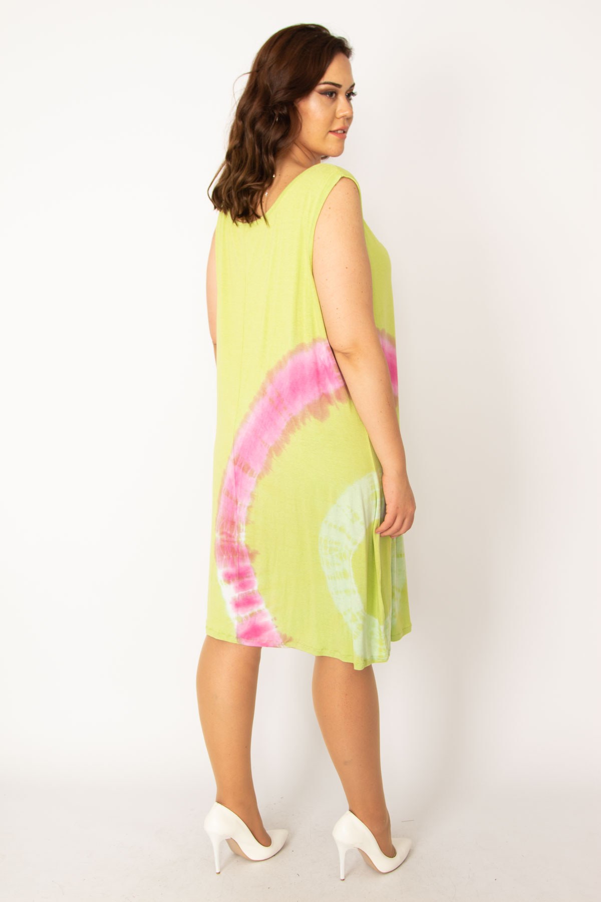 Kadın Yeşil Batik Desenli Elbise 65N33958