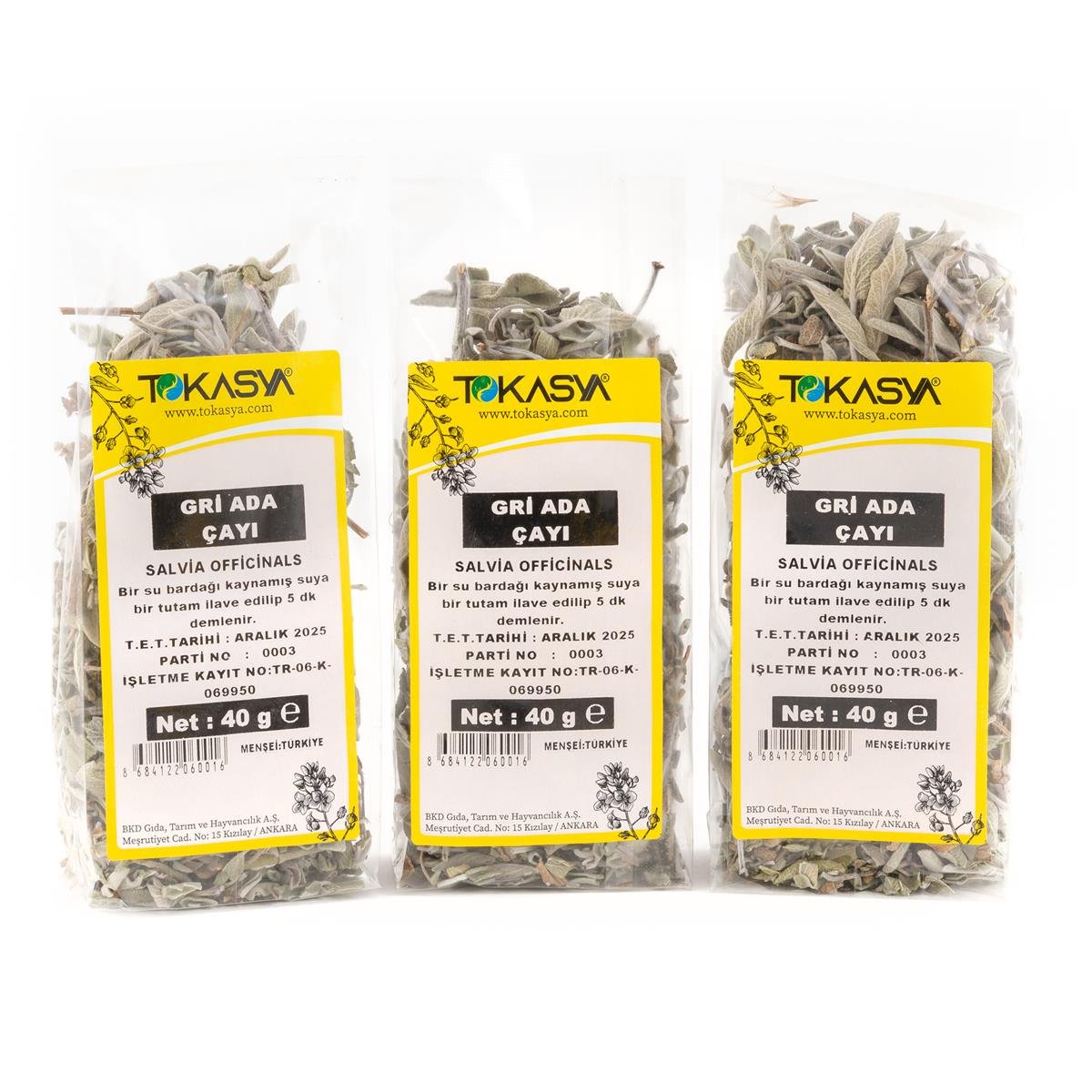 Tokasya Ada Çayı Yaprak Gri 40 g (3 lü Paket)