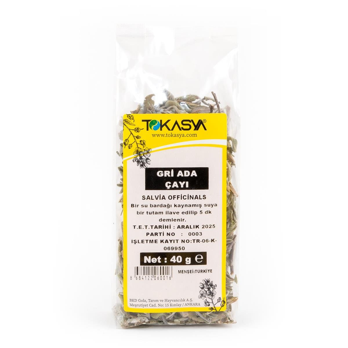 Tokasya Ada Çayı Yaprak Gri 40 g (3 lü Paket)