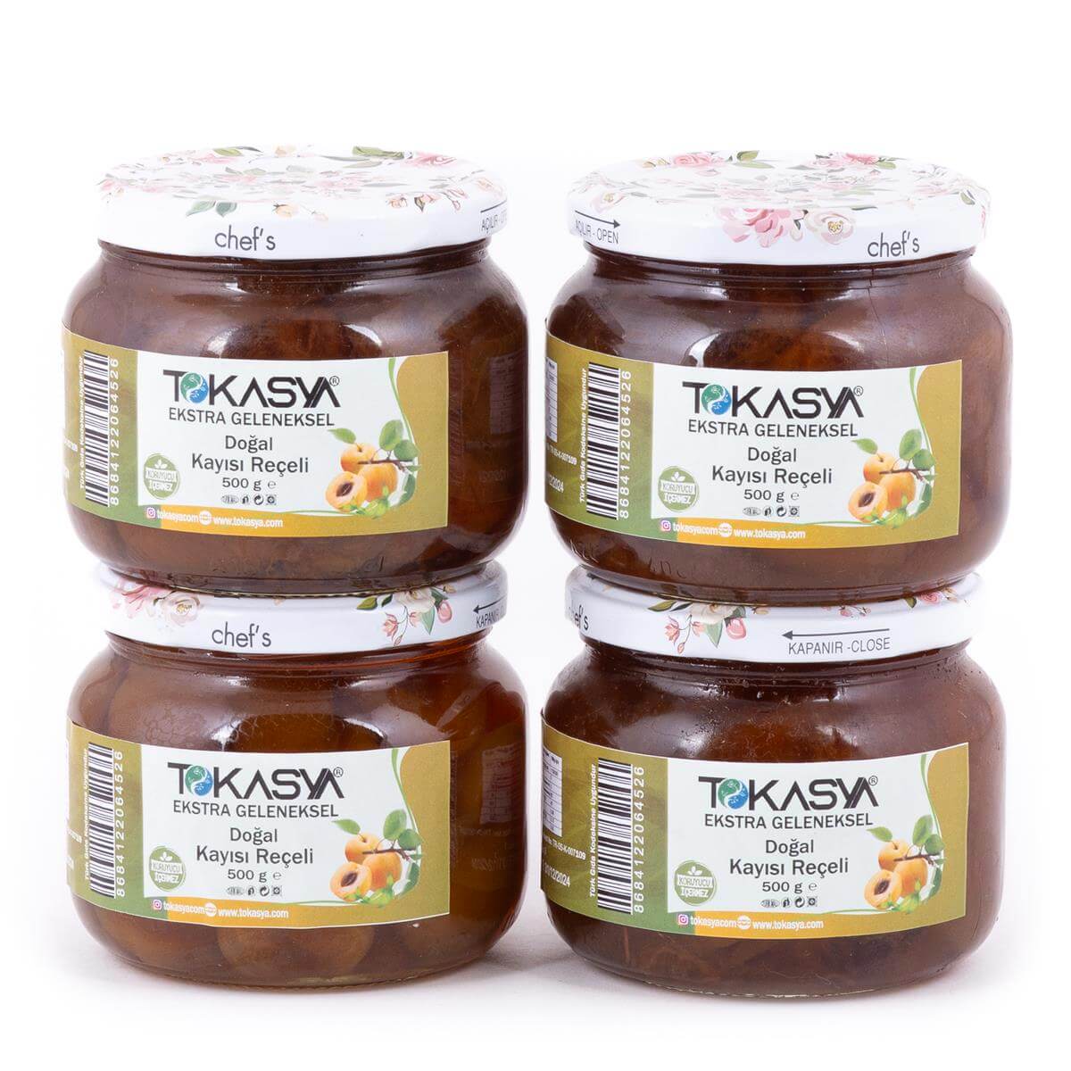 Tokasya Doğal Kayısı Reçeli 500 g (4 lü Kavanoz) 
