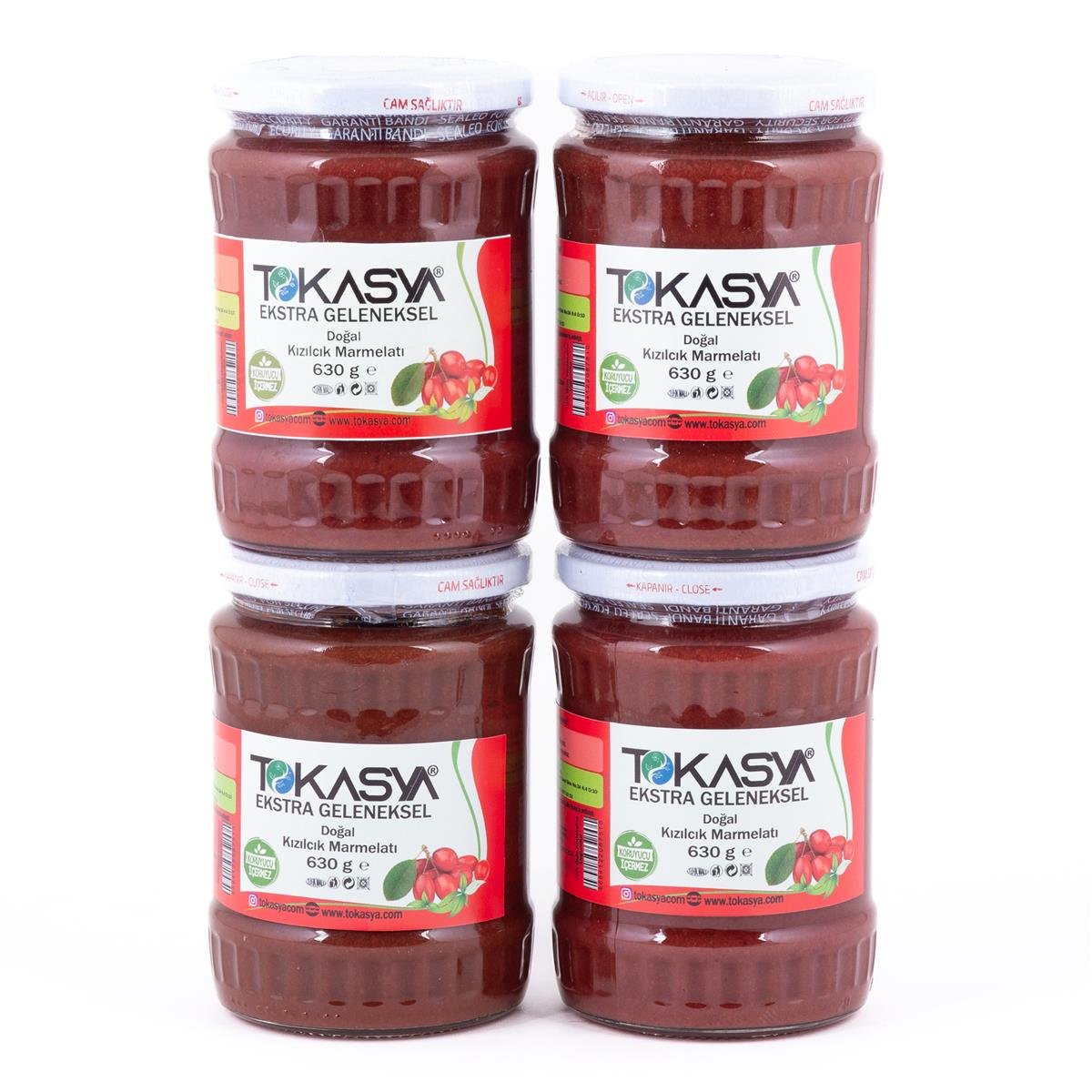 Tokasya Doğal Kızılcık Marmelatı 630 g (4 lü Kavanoz) 