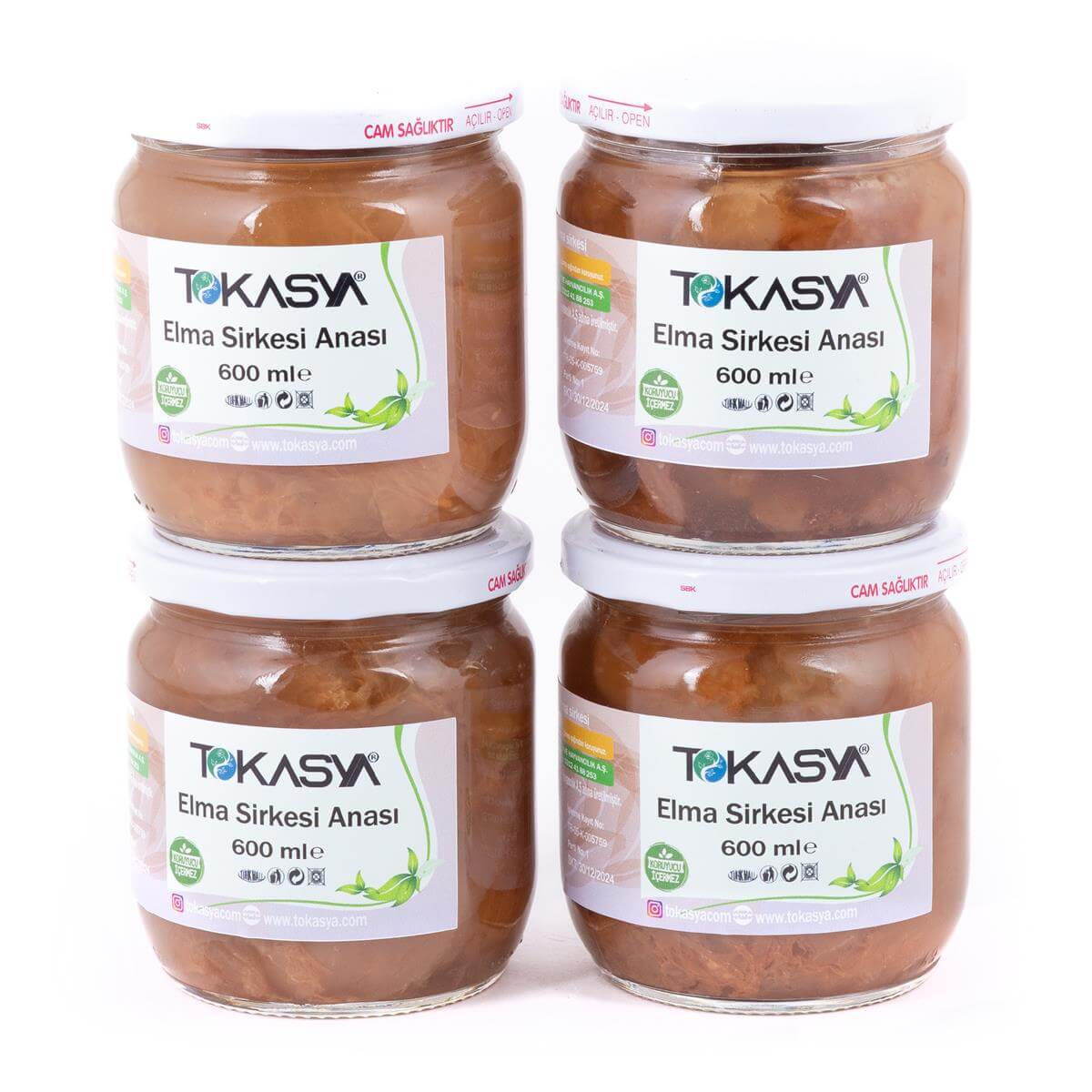 Tokasya Elma Sirkesi Anası 600 g (4 lü Kavanoz) 
