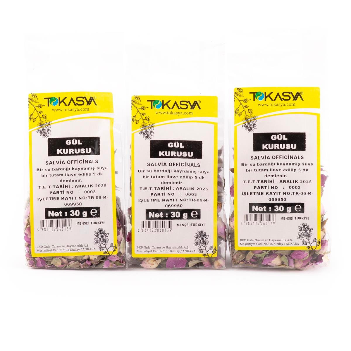 Tokasya Gül Kurusu 30 g (3 lü Paket) 