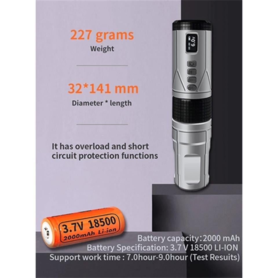 BRONC WIRELESS TATTOO PEN V8 4.0 Stroke Grey