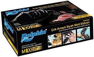 Dolphin Siyah Pudrasız Nitril Eldiven Medium