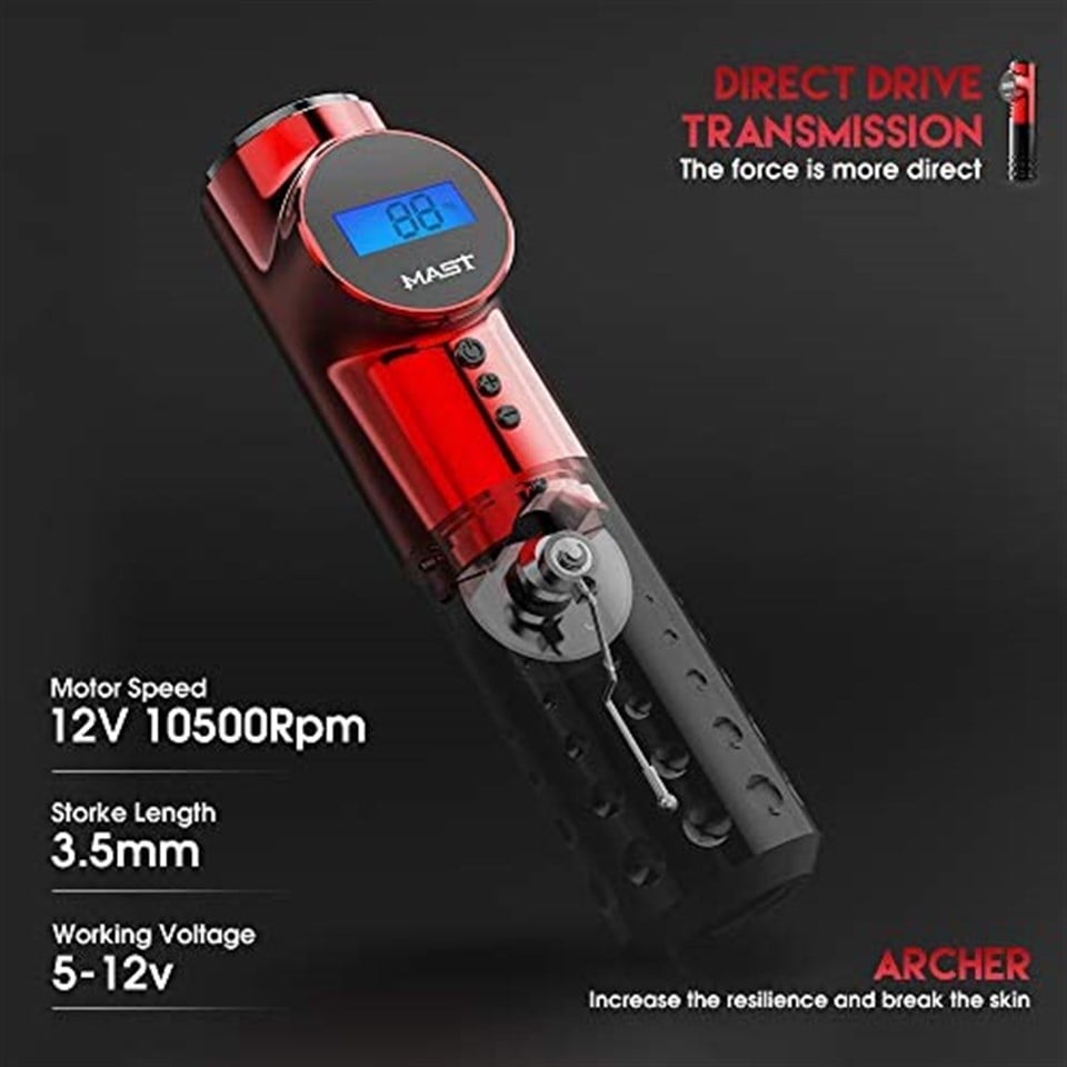 Mast Archer Max Kablosuz Dövme Kalemi-Red