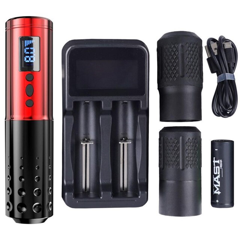 Mast Lancer Kablosuz Dövme Makinesi -Değiştirilebilir 2 Adet Pil - Red