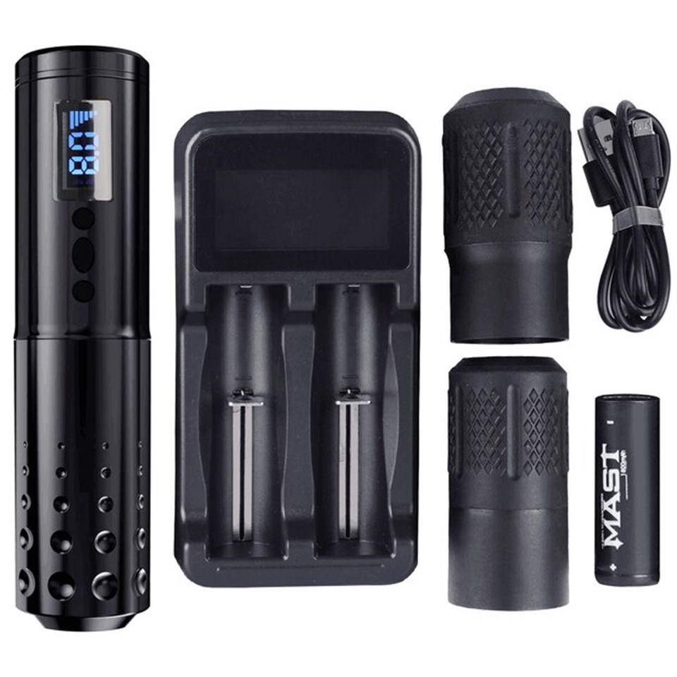 Mast Lancer Kablosuz Dövme Makinesi -Değiştirilebilir 2 Adet Pil - Black