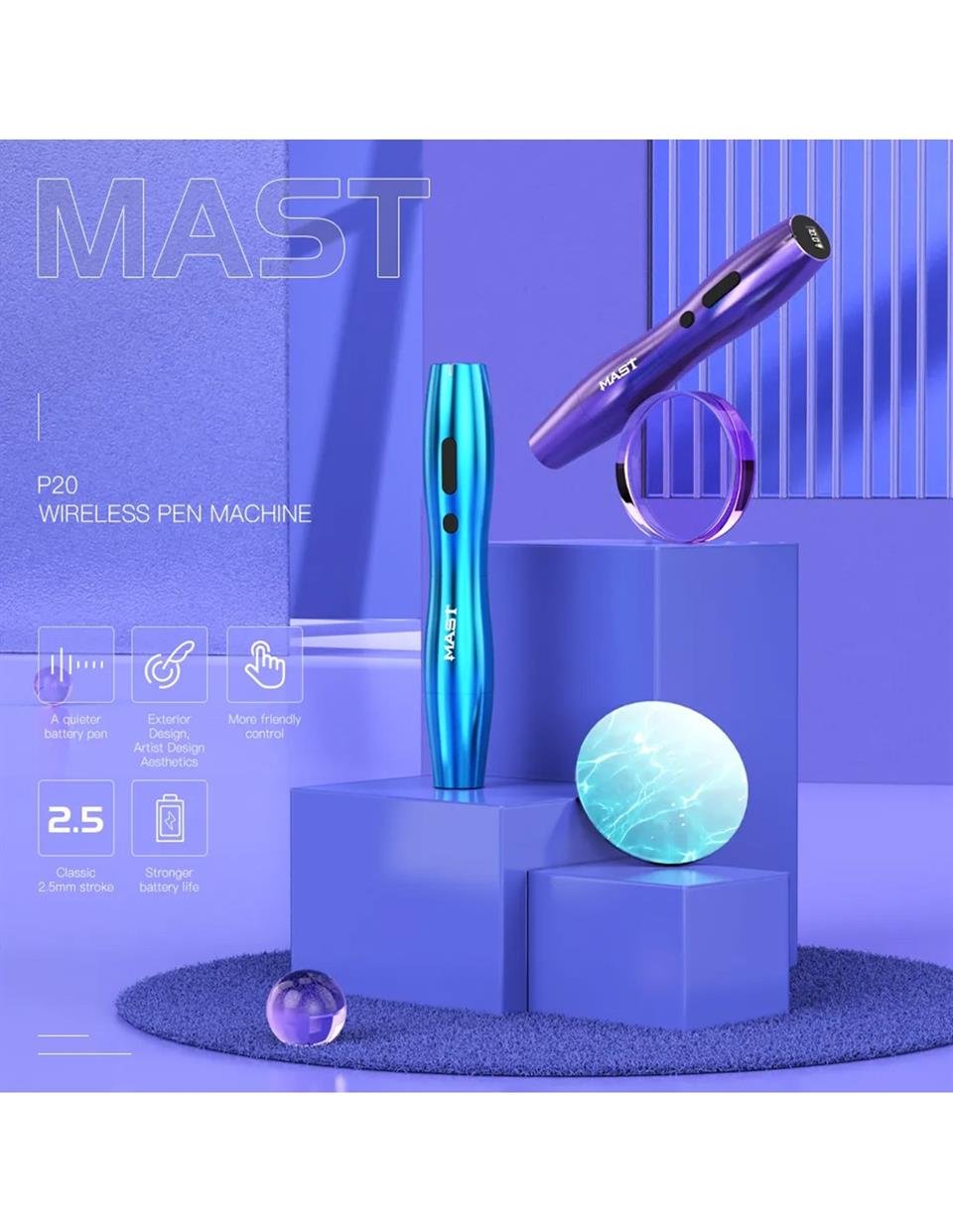 Mast P20 Kablosuz Kalıcı Makyaj Cihazı Mor