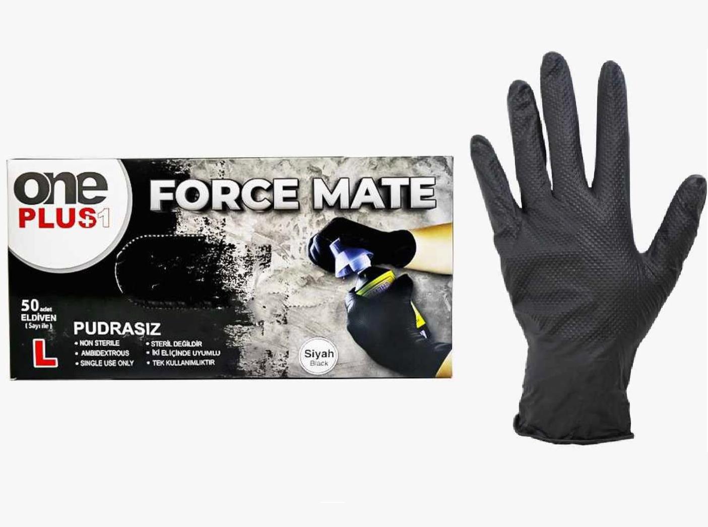 One Plus Siyah Pudrasız Nitril Eldiven Small