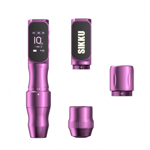SIKKU Laurel Stroke Ayarlı Kablosuz Dövme Makinesi - Hot Pink