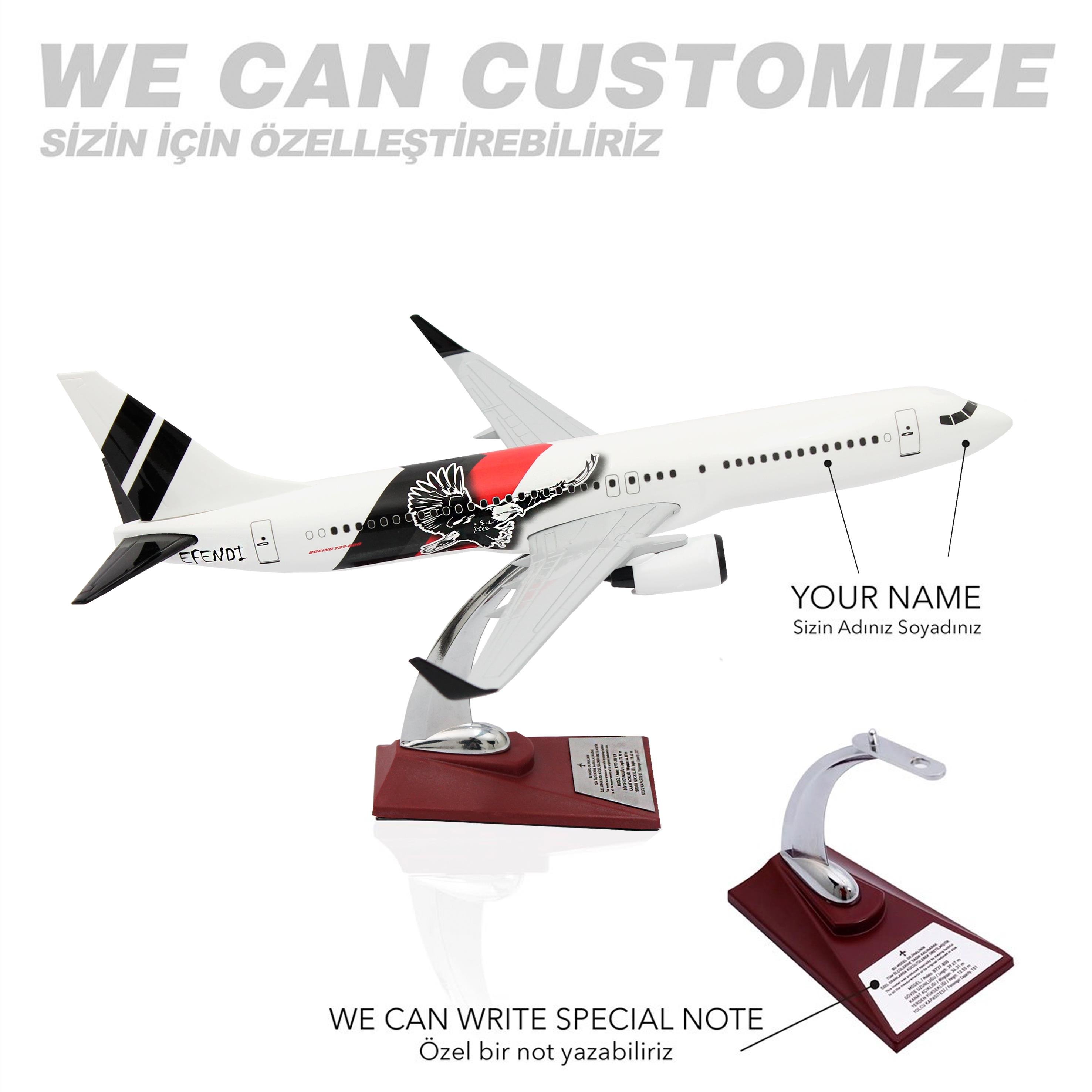 UCK0159Zekupp Boeing 737-800 1/100 Ölçek Forza Beyaz Tasarım Maket Uçak