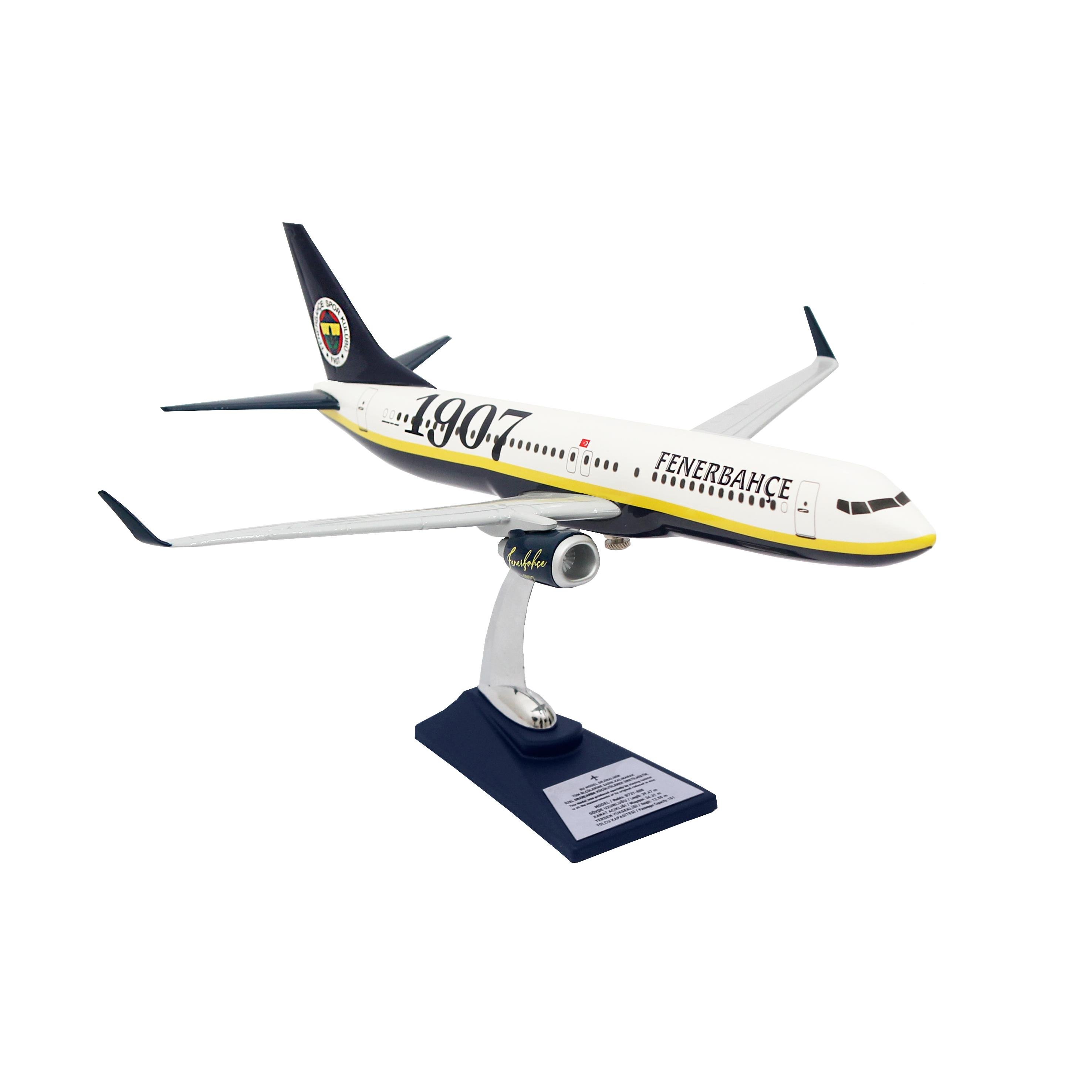 UCK0193Zekupp Boeing 737-800 1/100 Ölçek Fenerbahçe Lisanslı Klasik Tasarım Maket Uçak