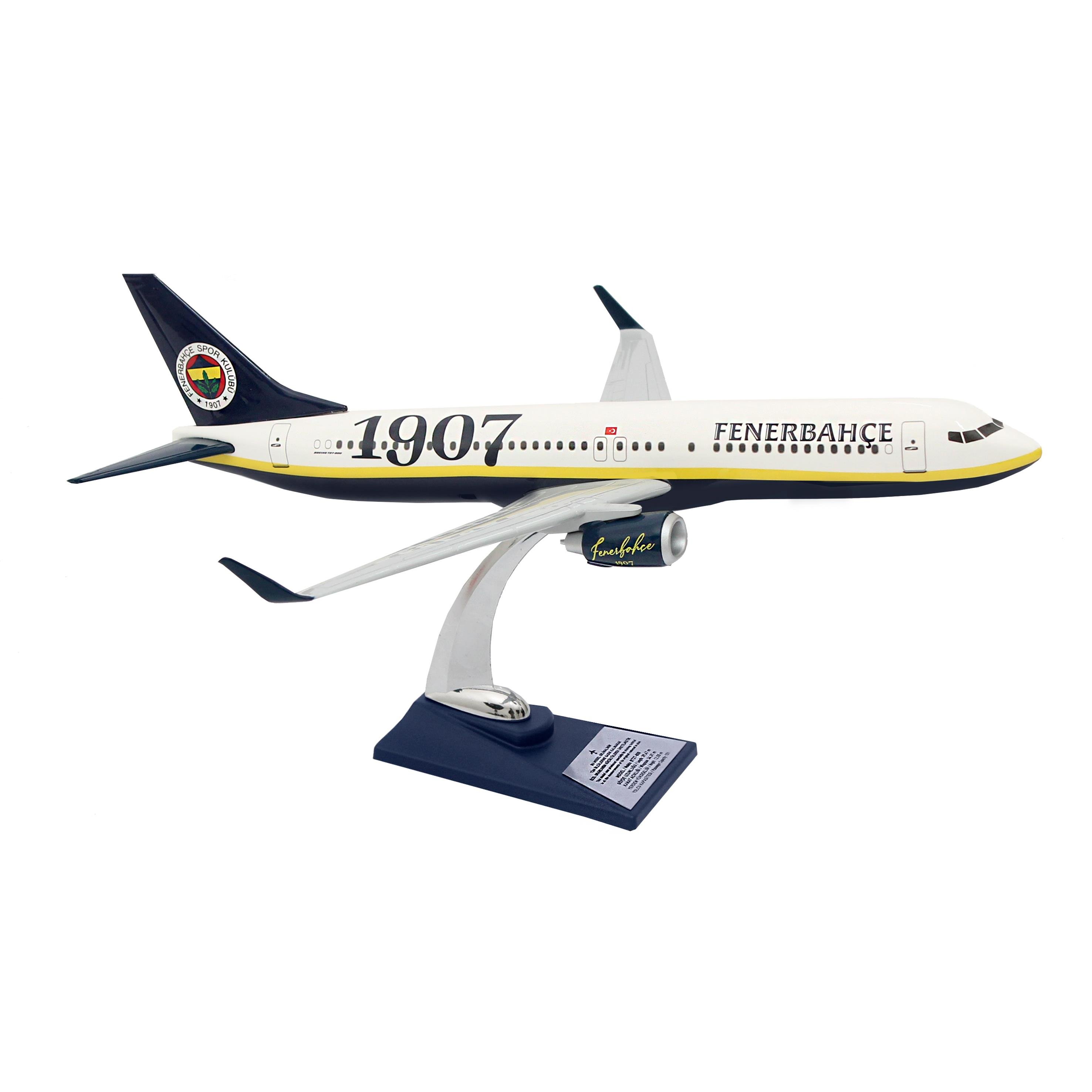 UCK0193Zekupp Boeing 737-800 1/100 Ölçek Fenerbahçe Lisanslı Klasik Tasarım Maket Uçak