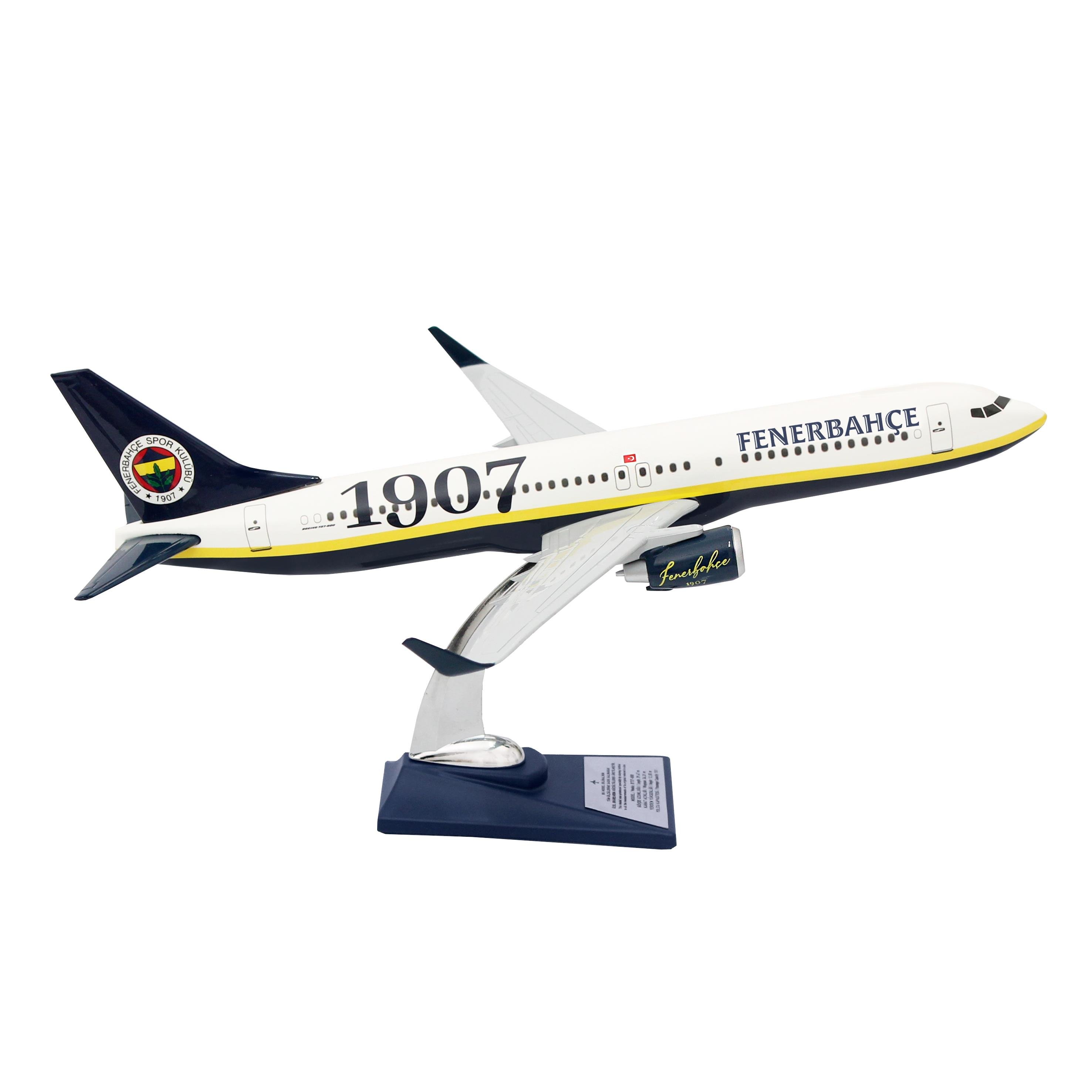 UCK0193Zekupp Boeing 737-800 1/100 Ölçek Fenerbahçe Lisanslı Klasik Tasarım Maket Uçak