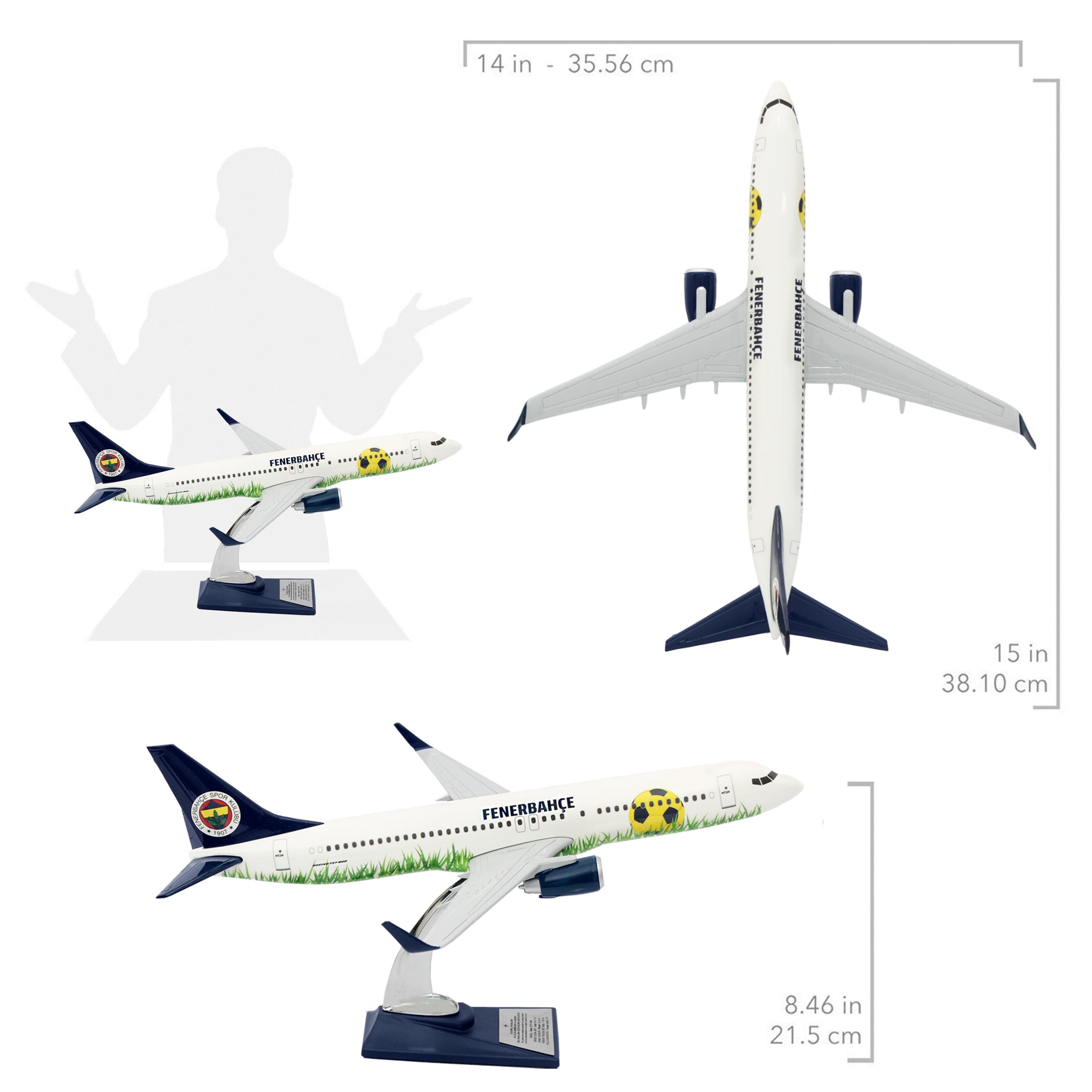 UCK0194Zekupp Boeing 737-800 1/100 Ölçek Fenerbahçe Lisanslı Stadyum Tasarım Maket Uçak