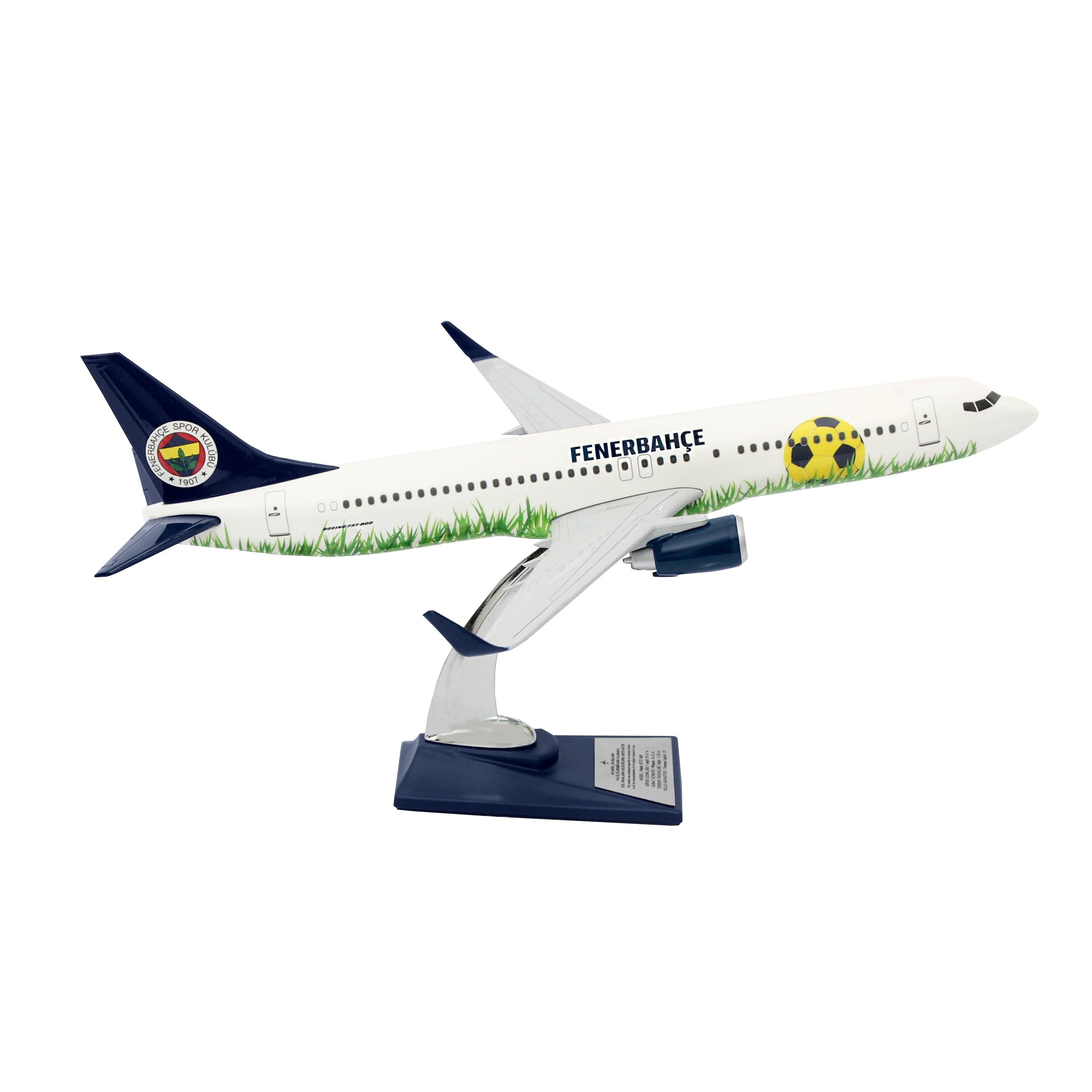 UCK0194Zekupp Boeing 737-800 1/100 Ölçek Fenerbahçe Lisanslı Stadyum Tasarım Maket Uçak