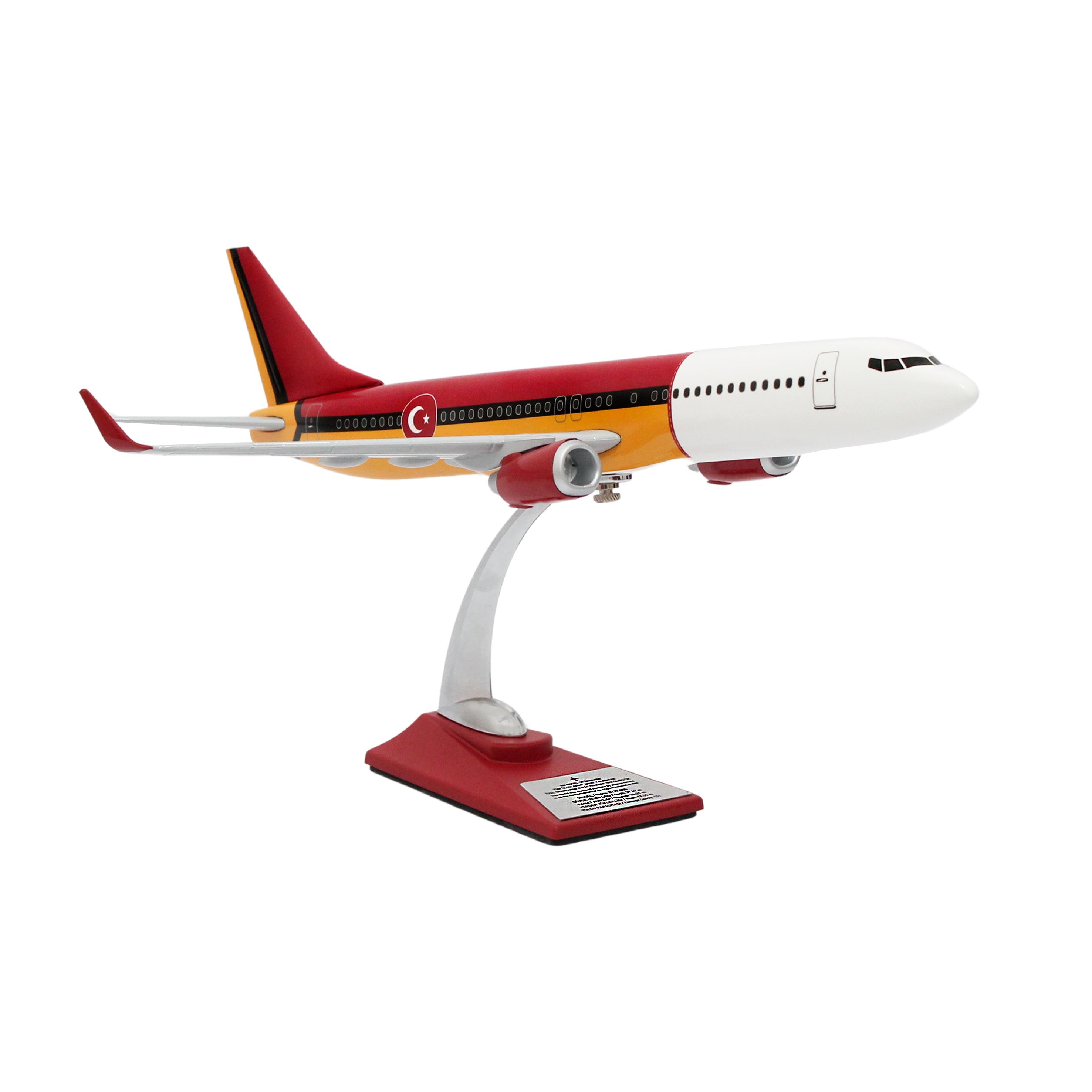 UCK0208Zekupp Boeing 737-800 1/100 Ölçek Sarı Kırmızı Klasik Maket Uçak