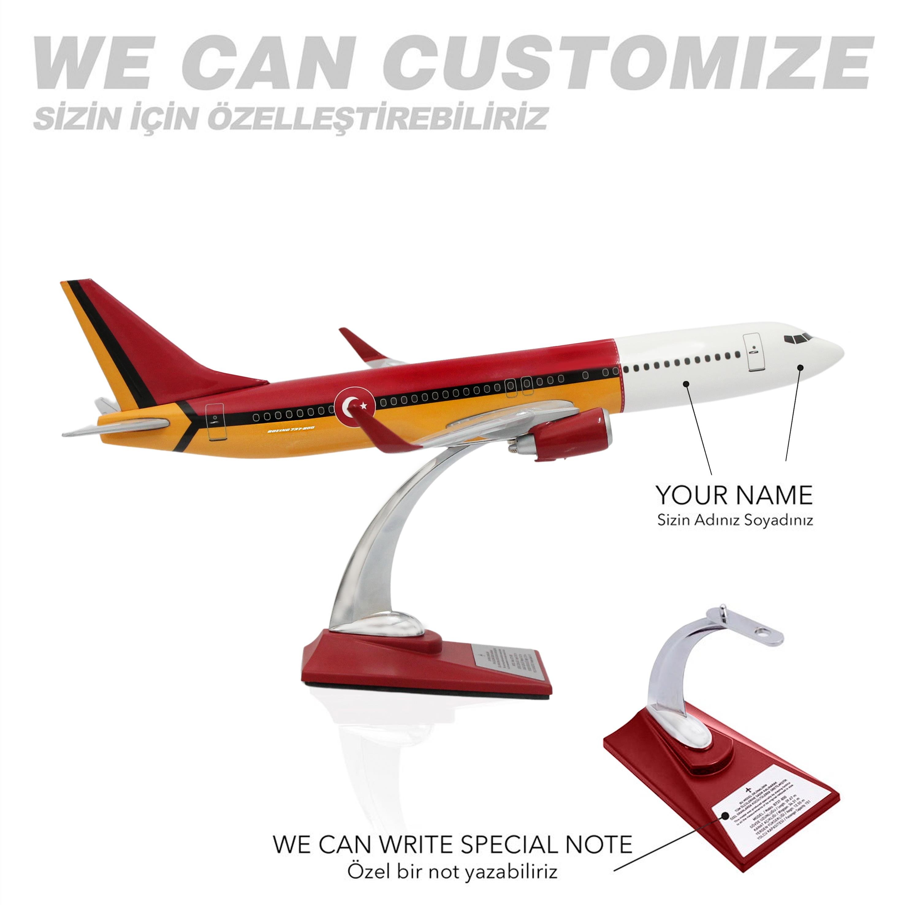 UCK0208Zekupp Boeing 737-800 1/100 Ölçek Sarı Kırmızı Klasik Maket Uçak