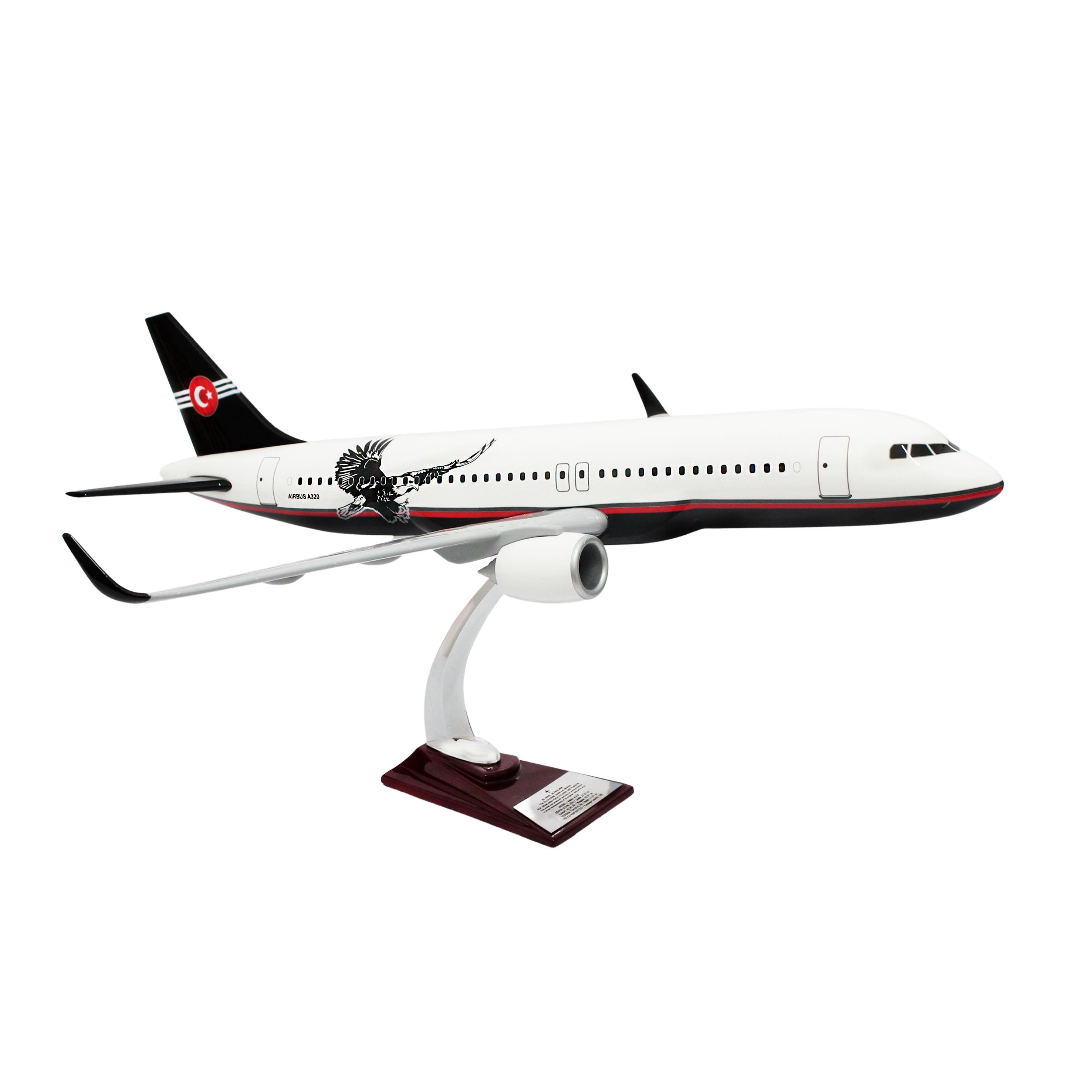 UCK0217Zekupp Airbus 320-200 1/60 Ölçek Siyah Beyaz Kartal Tasarım Keman Boy Maket Uçak