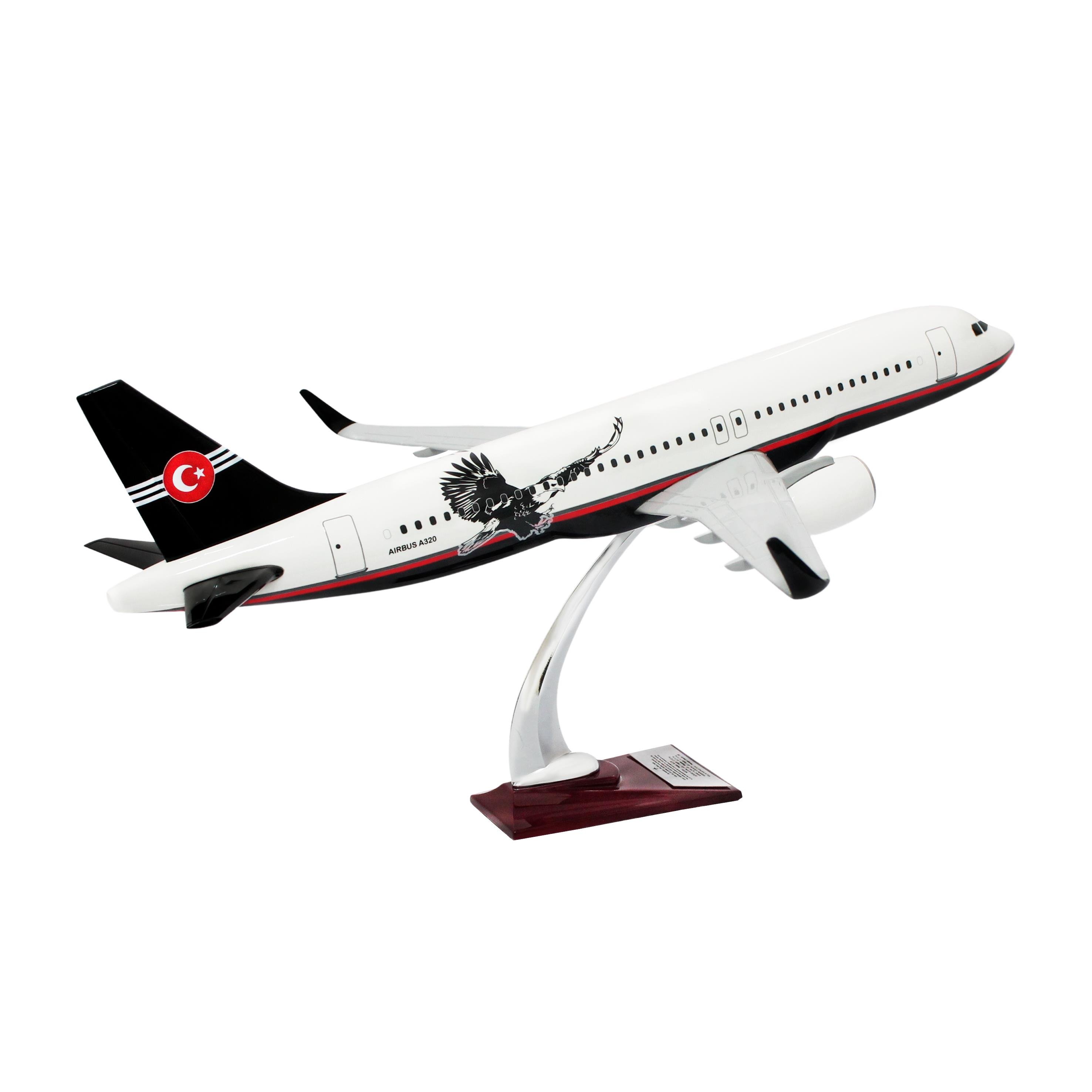 UCK0217Zekupp Airbus 320-200 1/60 Ölçek Siyah Beyaz Kartal Tasarım Keman Boy Maket Uçak