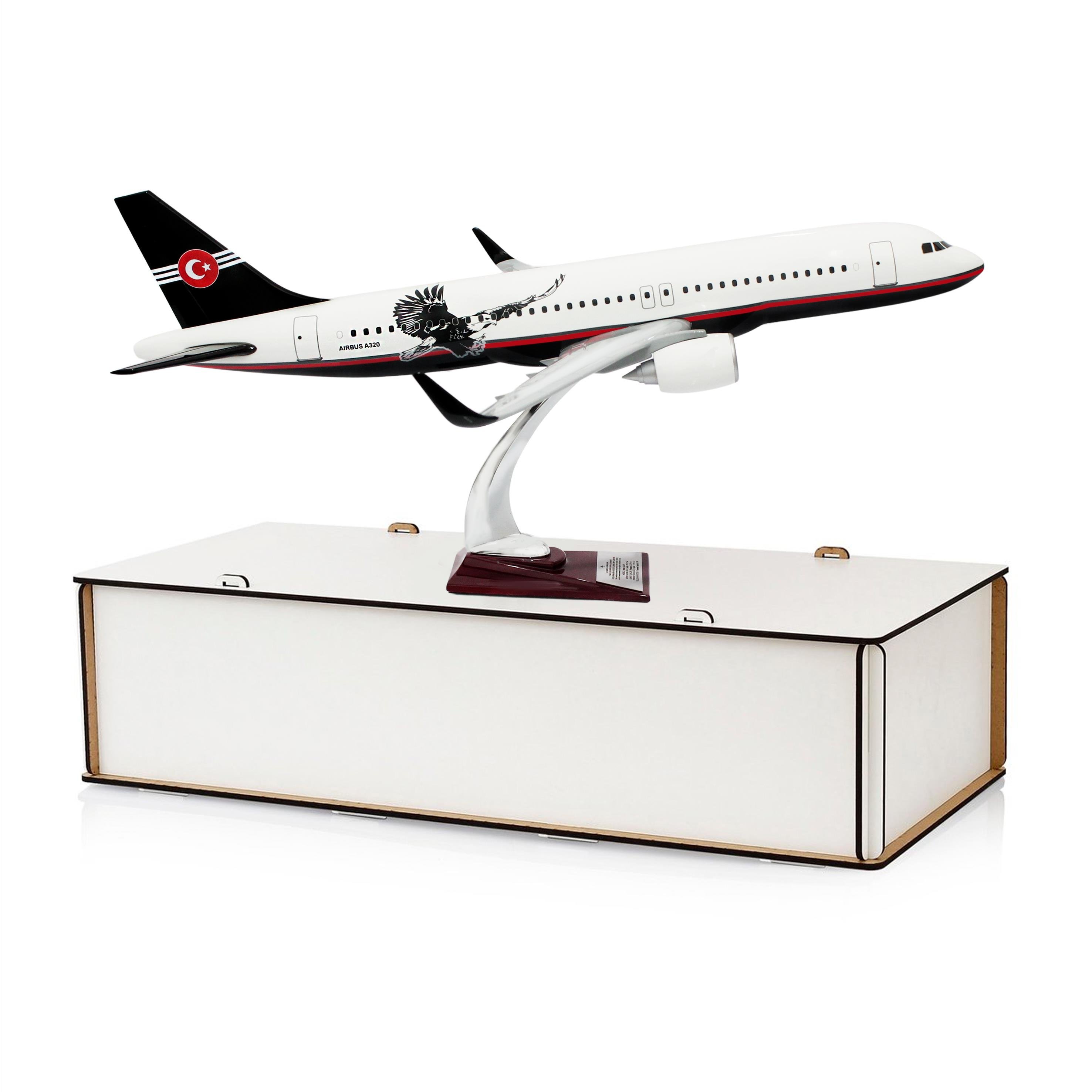 UCK0217Zekupp Airbus 320-200 1/60 Ölçek Siyah Beyaz Kartal Tasarım Keman Boy Maket Uçak