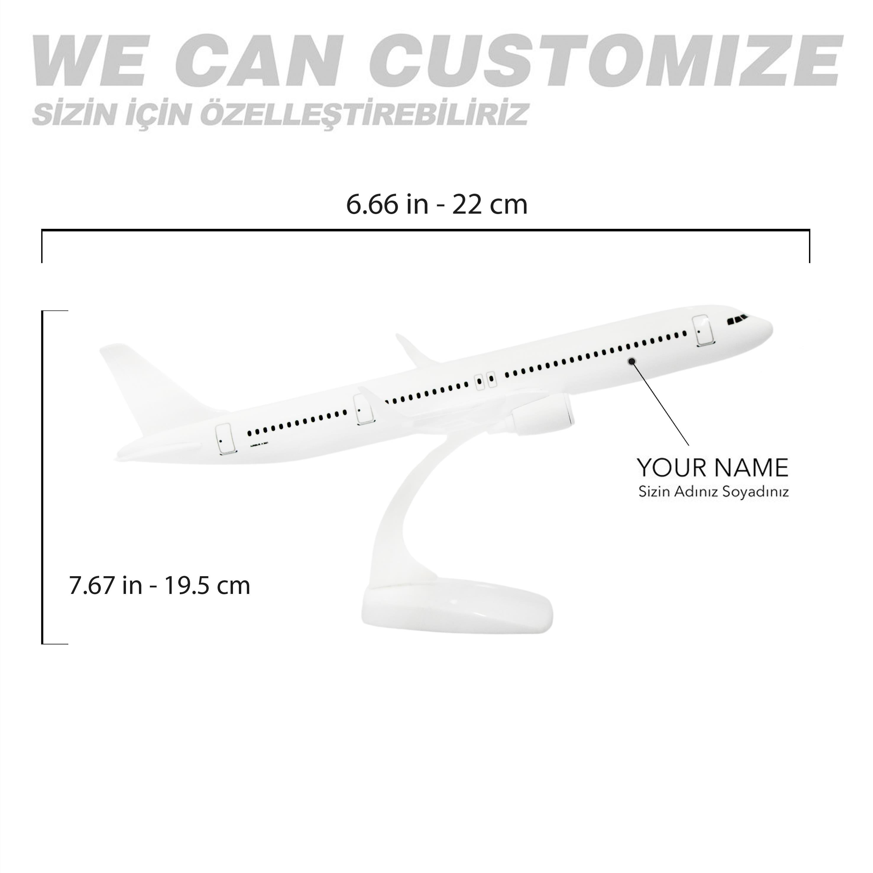 UCK0220Zekupp Airbus A321 1/200 Ölçek  Beyaz Tasarım Plastik Maket Uçak