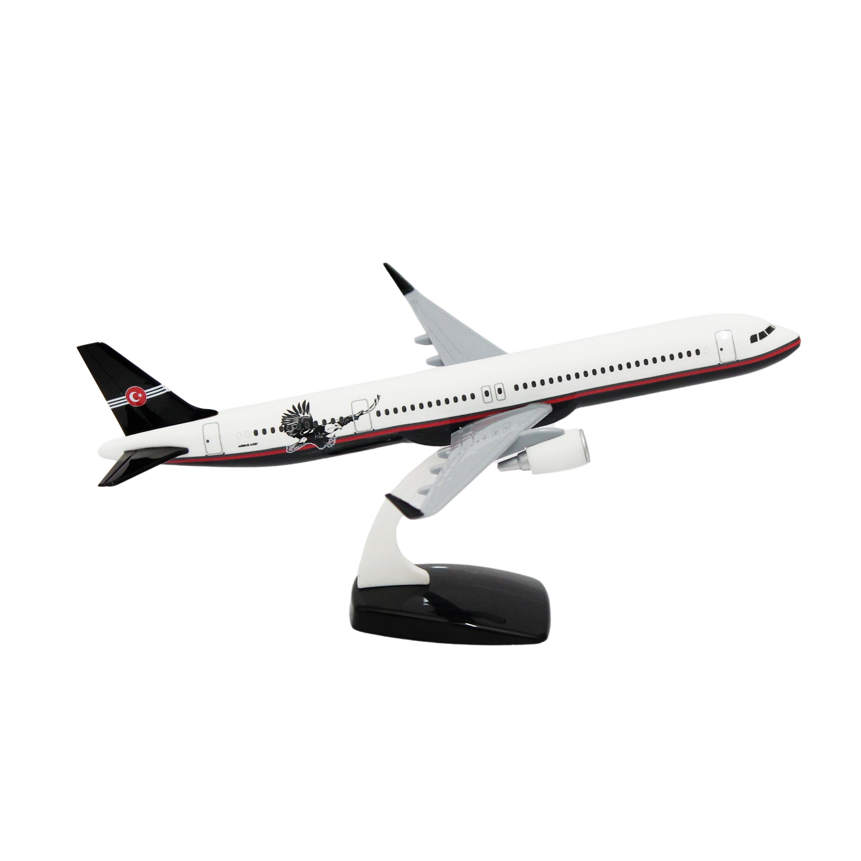 UCK02223Zekupp Airbus 321 1/200 Ölçek Siyah Beyaz Kartal Klasik Tasarım Plastik Maket Uçak