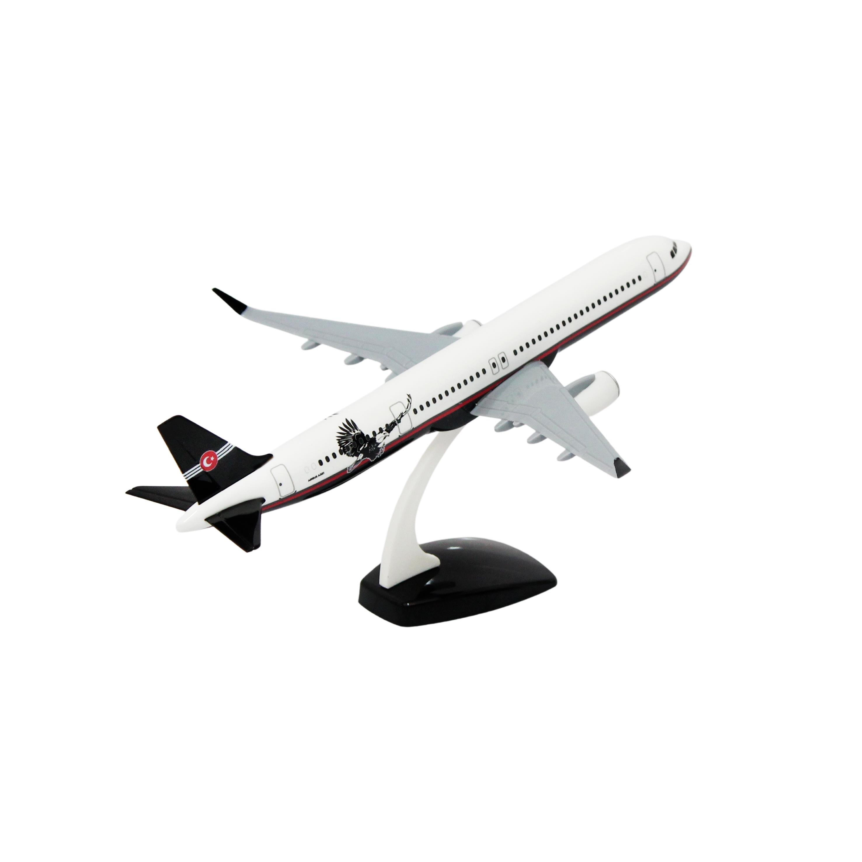 UCK02223Zekupp Airbus 321 1/200 Ölçek Siyah Beyaz Kartal Klasik Tasarım Plastik Maket Uçak