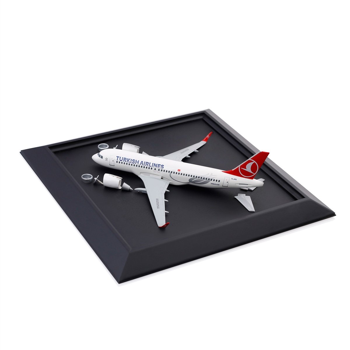 Zekupp Airbus A320 Model Uçak Tablo, Ahşap Duvar Dekorasyonu, 1/100 Ölçekli 3 Boyutlu Uçak Tablo, Özel Renk Seçenekli Özel El Yapımı Hediye
