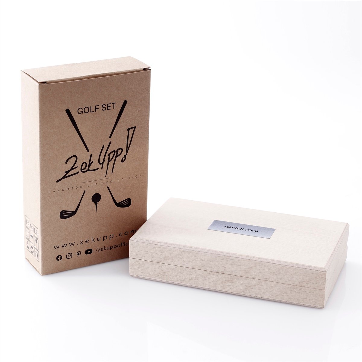 Zekupp Golf Severler İçin Ahşap Kutulu Profesyonel Golf Seti, İşaretleyici, 3 Adet Tee, Yedek Pul, Golf Takımı, Golf Aksesuarları Hediyelik
