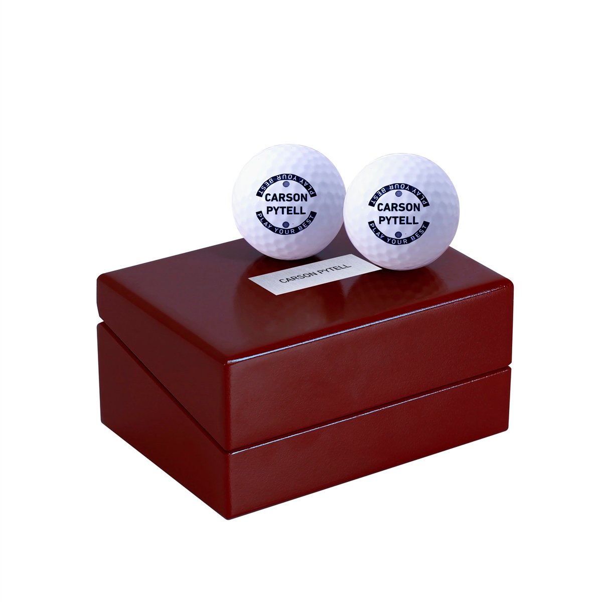 Zekupp Golf Severler İçin Bordo Renkli Ahşap Kutulu Profesyonel Gerçek Golf Topu Seti, Golf Takımı, Özel İsim Baskılı 2 Adet Golf Topu