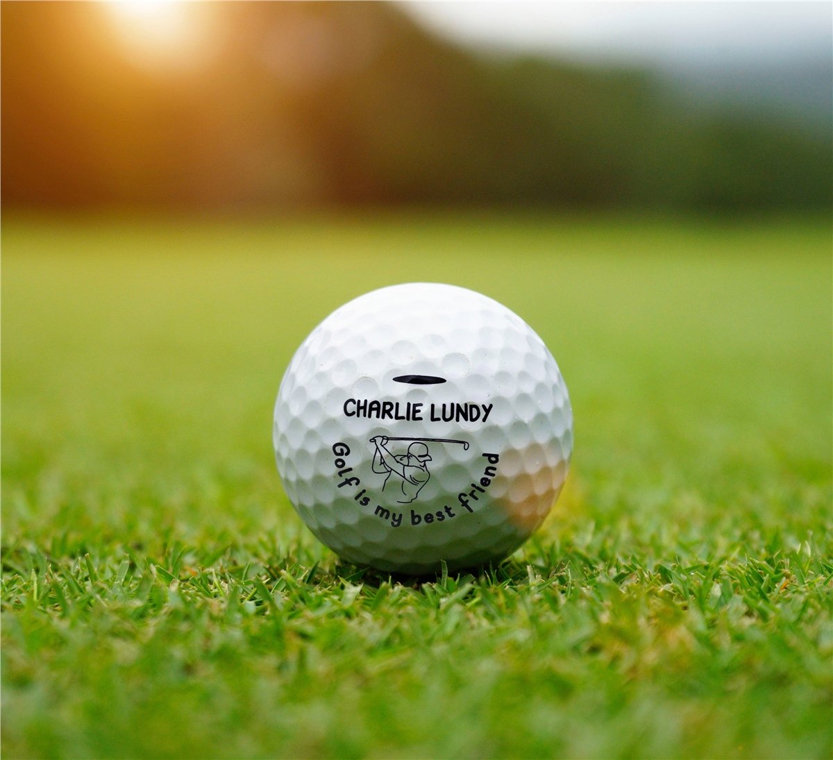 Zekupp Golf Severler İçin Profesyonel Ahşap Kutulu Golf Seti, 2 Gerçek Golf Topu ve 50 Adet Tee, İsim Baskılı, Tee, Golf Aksesuarları